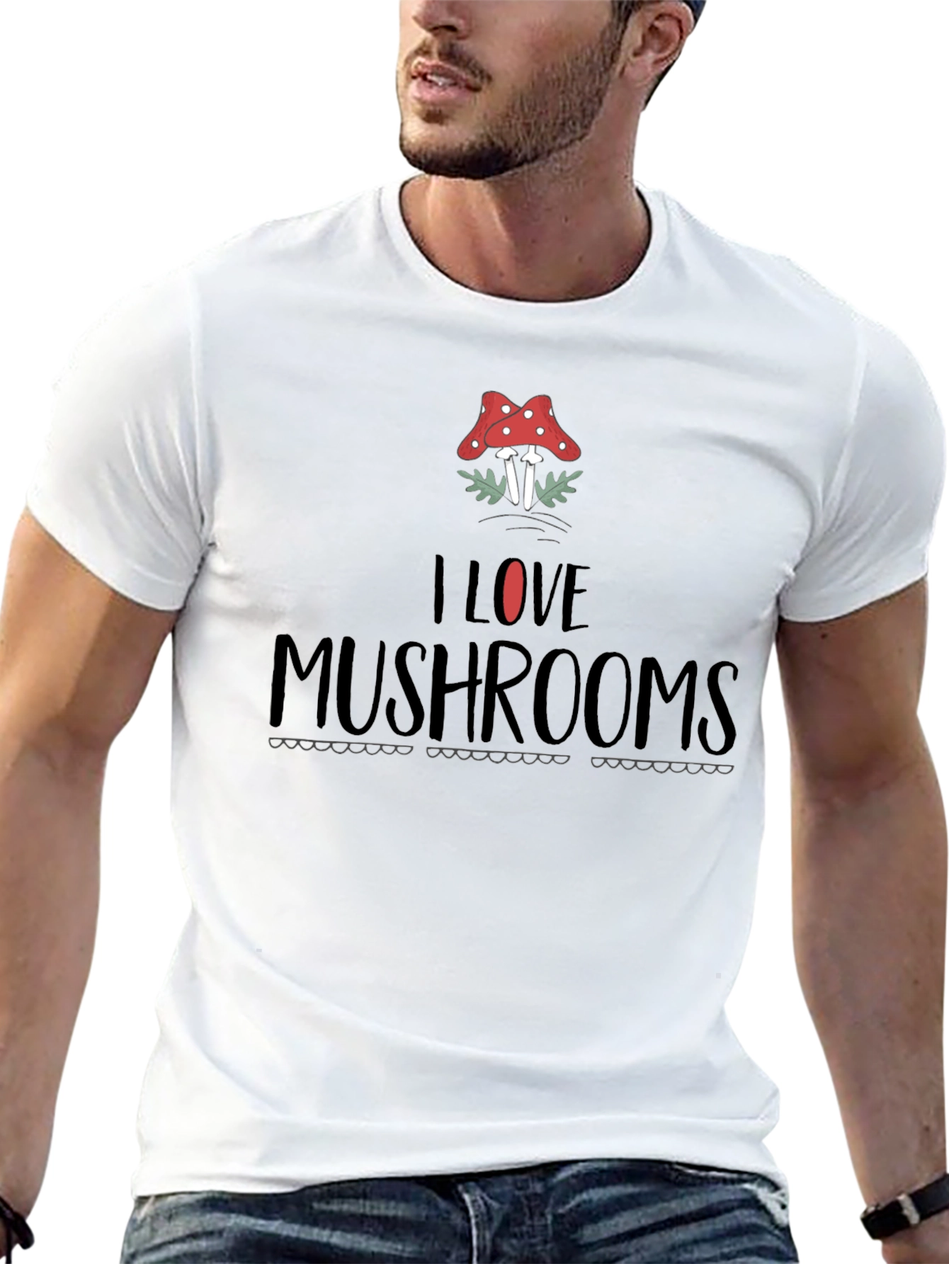 I Love Mushrooms Graphic Print T-Shirt