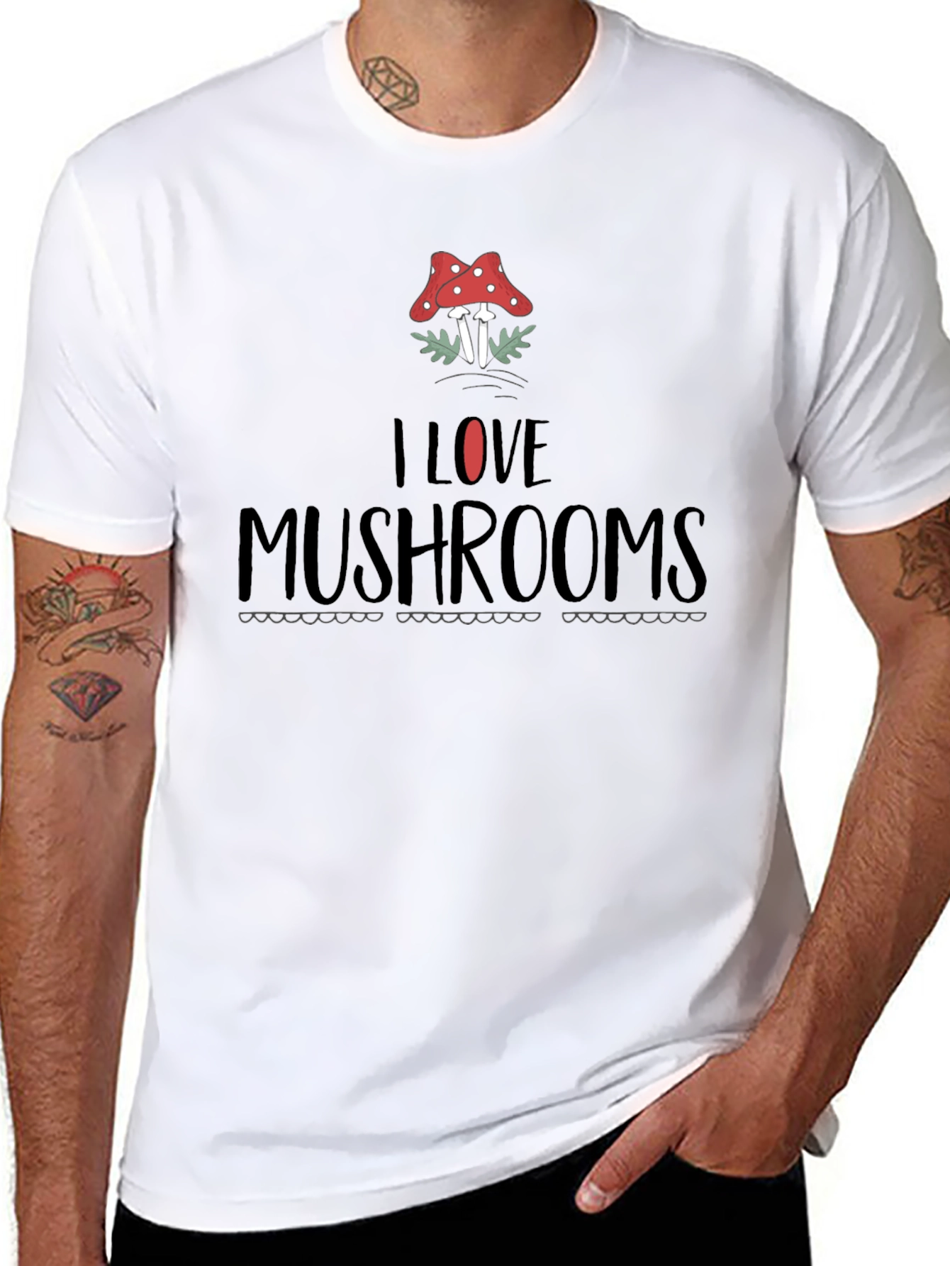 I Love Mushrooms Graphic Print T-Shirt