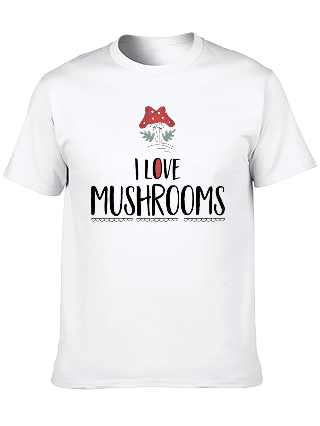 I Love Mushrooms Graphic Print T-Shirt
