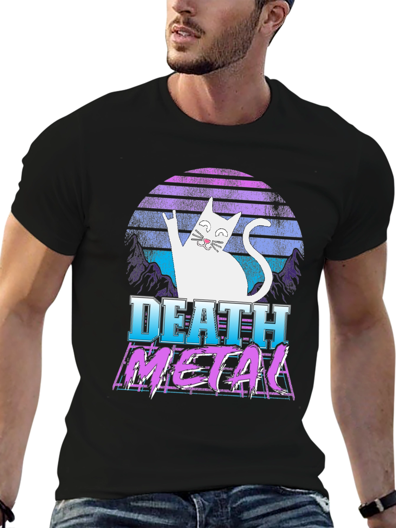 Death Metal Cat Graphic T-Shirt