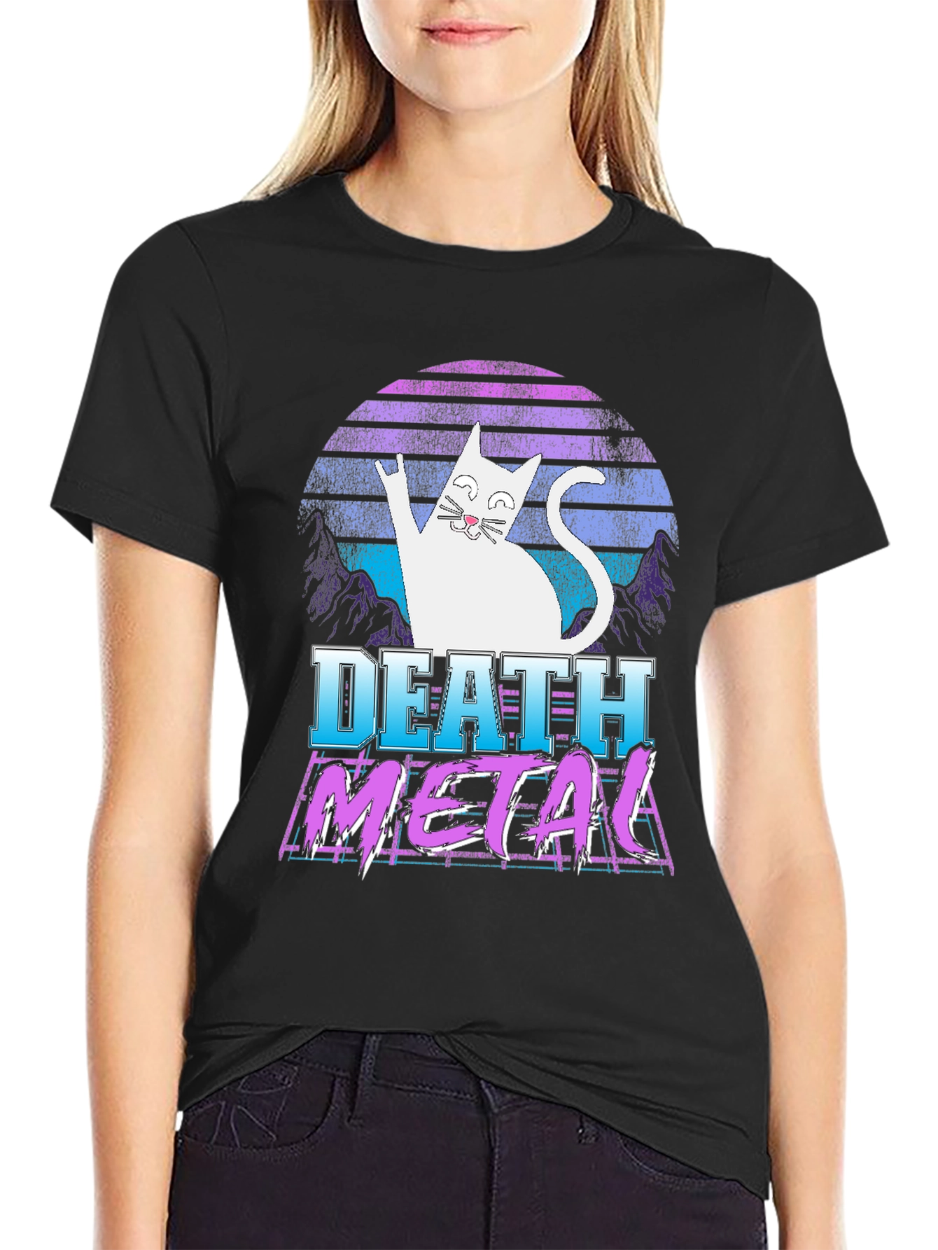 Death Metal Cat Graphic T-Shirt