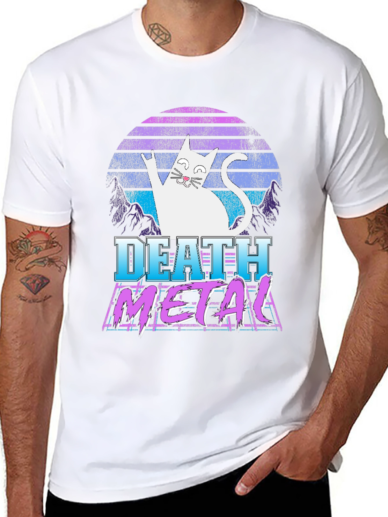 Death Metal Cat Graphic T-Shirt