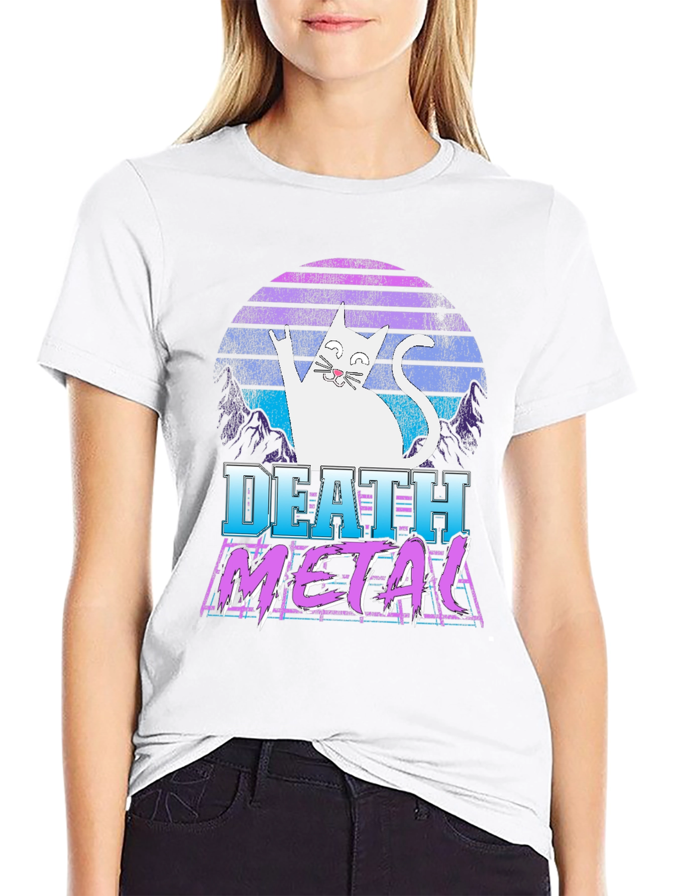 Death Metal Cat Graphic T-Shirt