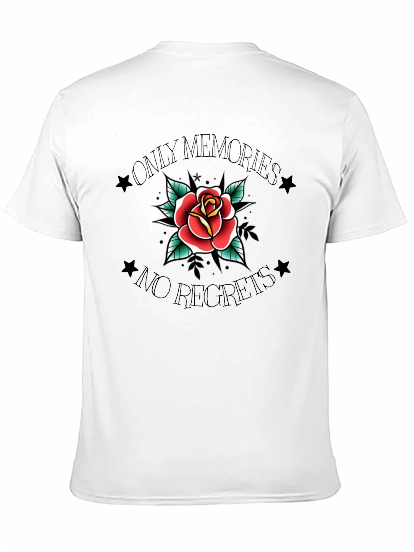 Rose Tattoo Graphic Print Black T-Shirt