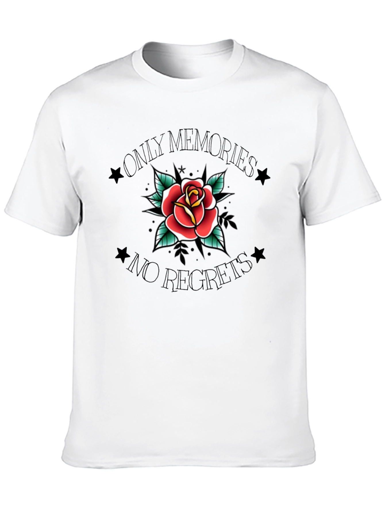 Rose Tattoo Graphic Print Black T-Shirt