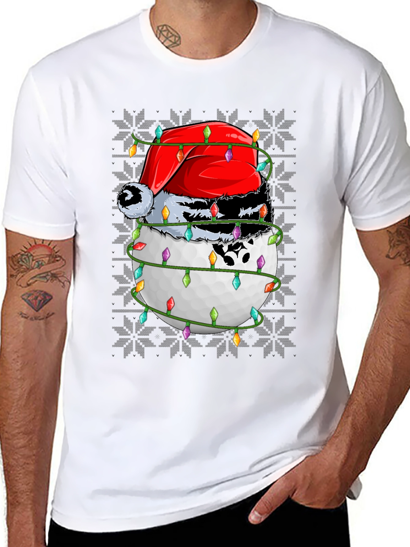 Golf Ball Christmas T-Shirt Holiday Tee