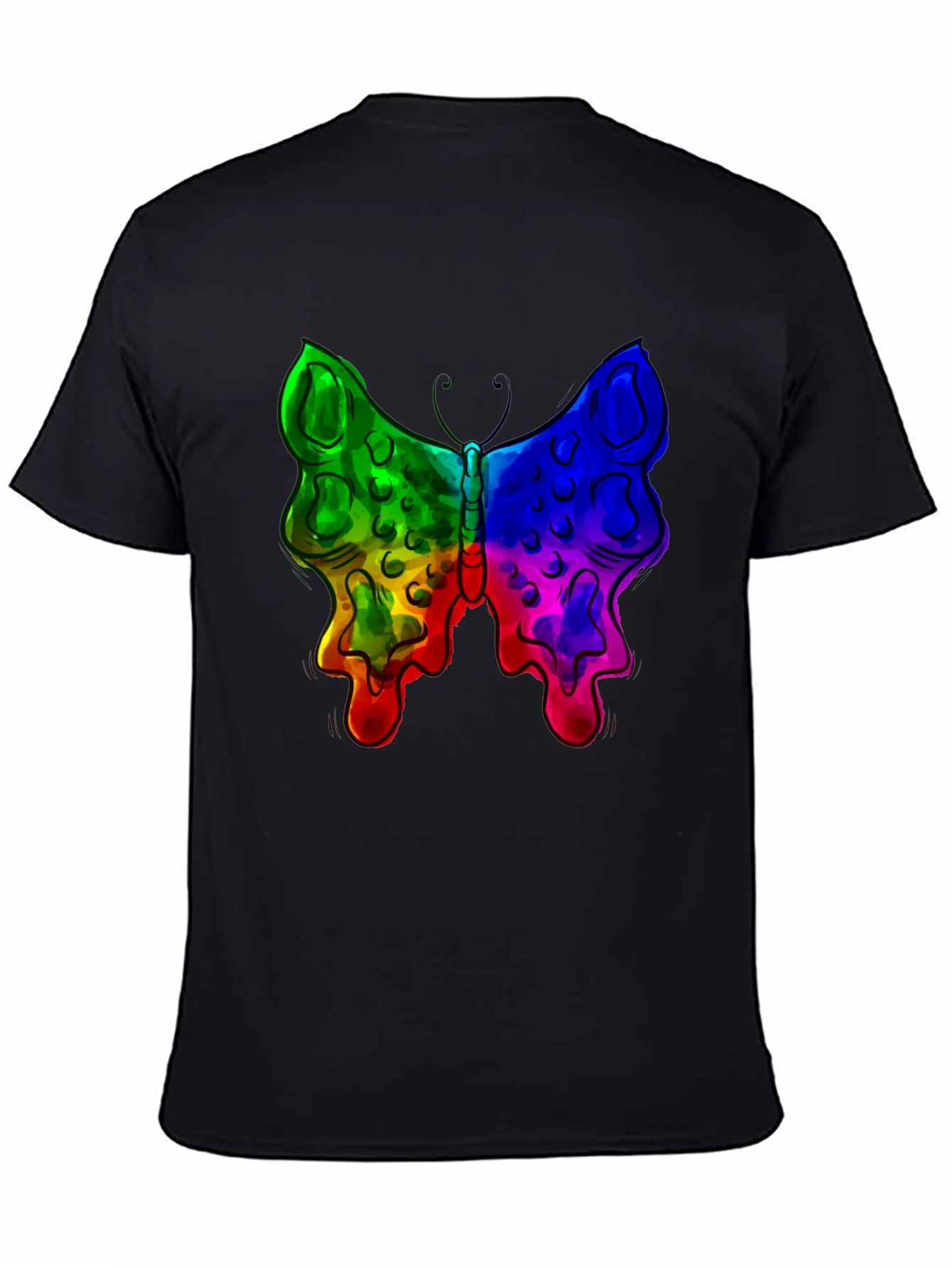 Rainbow Butterfly Graphic Black T-Shirt