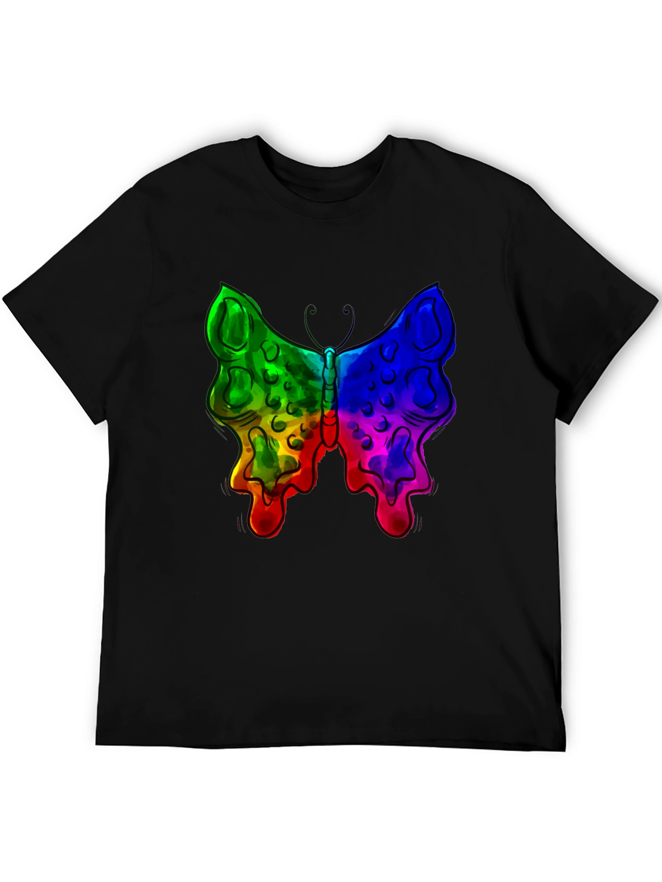 Rainbow Butterfly Graphic Black T-Shirt