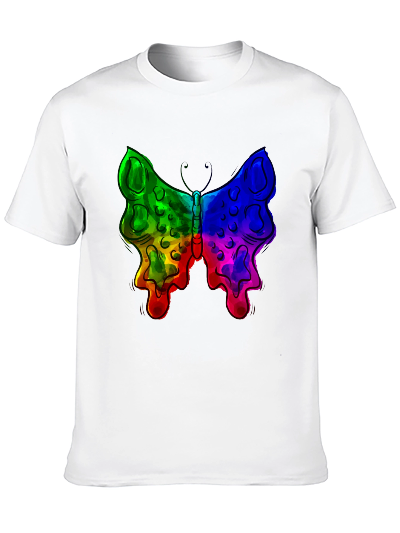 Rainbow Butterfly Graphic Black T-Shirt