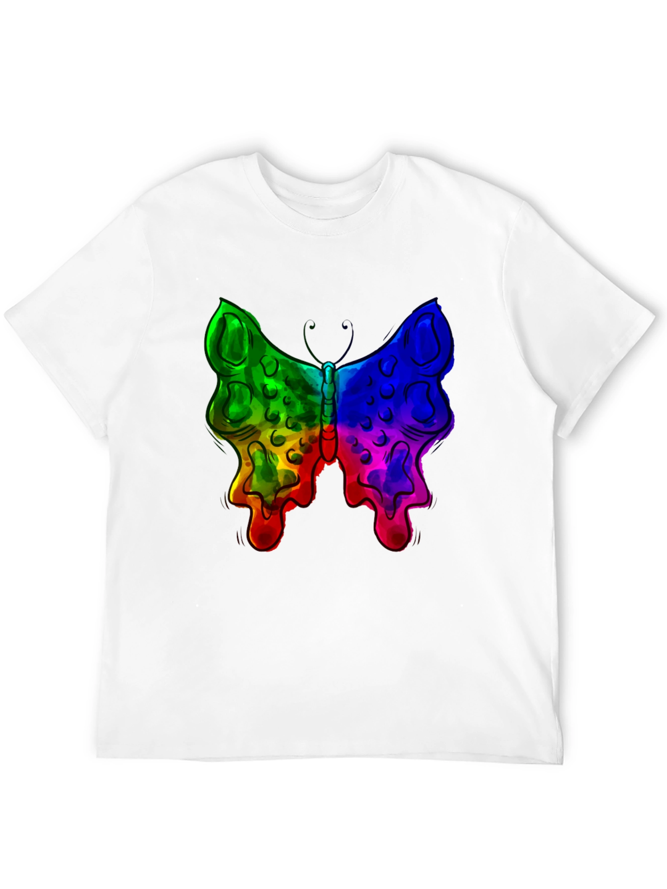 Rainbow Butterfly Graphic Black T-Shirt