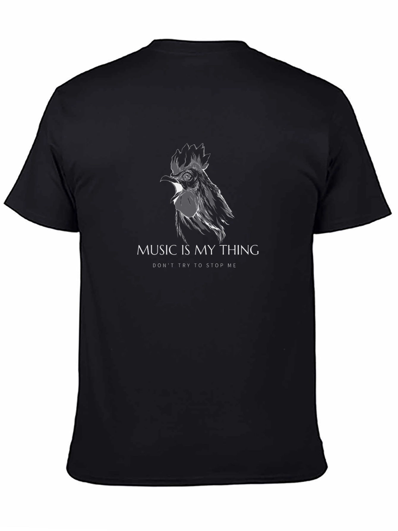 Music is My Thing Rooster Graphic Tee - Black