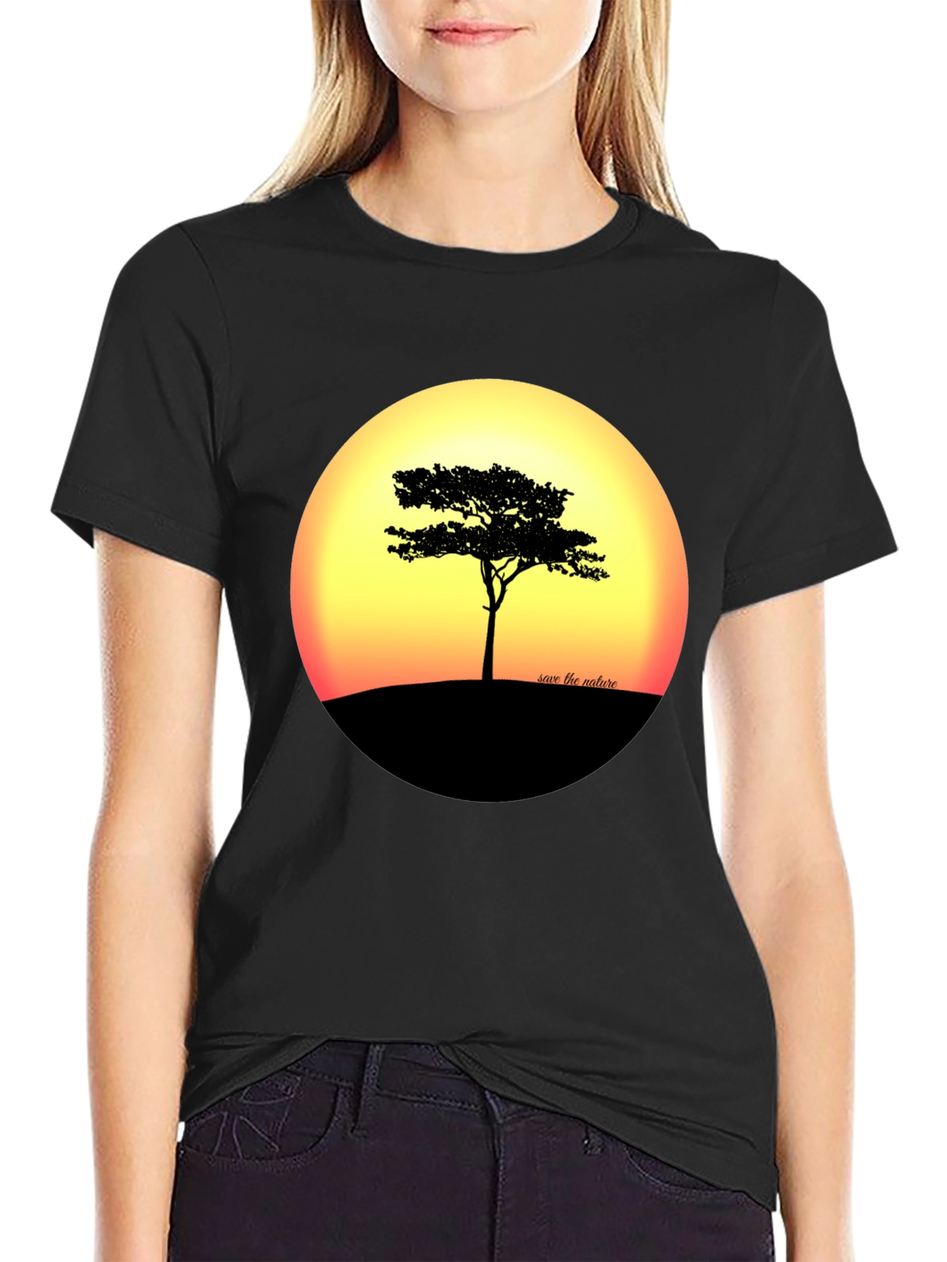 Nature Sunset Tree Graphic T-Shirt