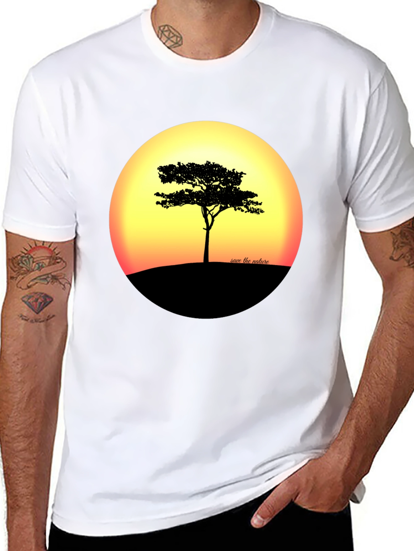 Nature Sunset Tree Graphic T-Shirt