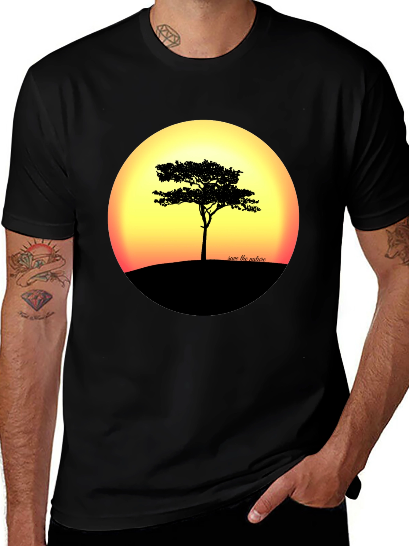 Nature Sunset Tree Graphic T-Shirt
