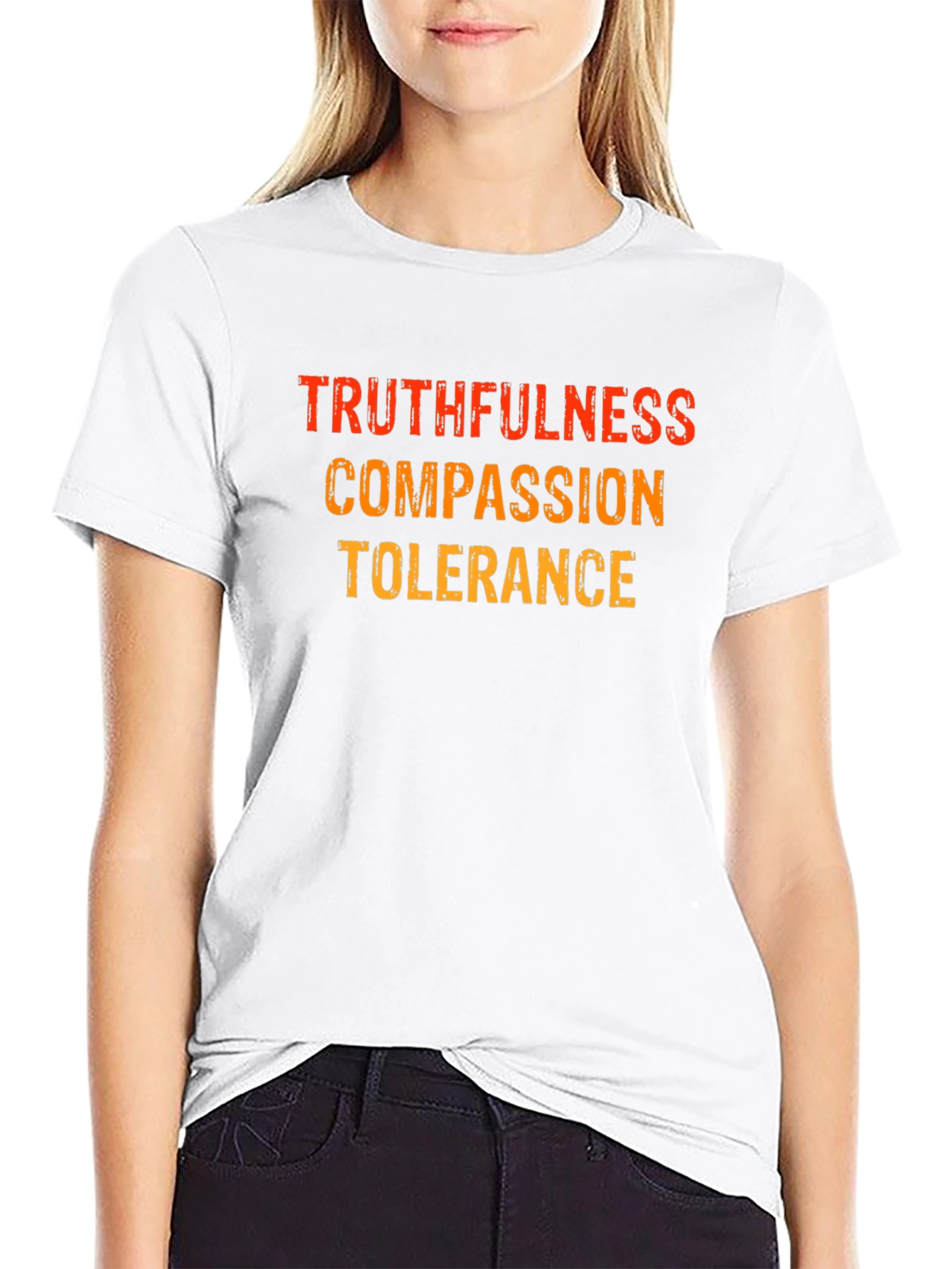 Truthfulness Compassion Tolerance Black Graphic Tee
