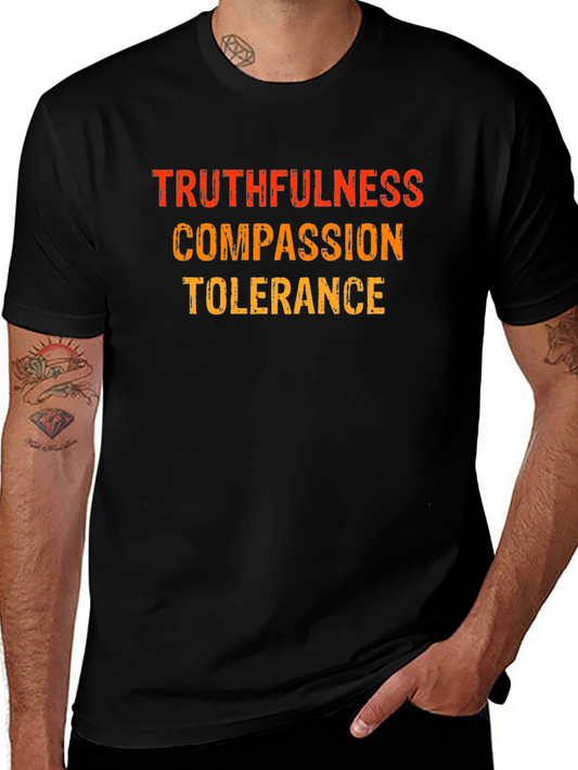 Truthfulness Compassion Tolerance Black Graphic Tee