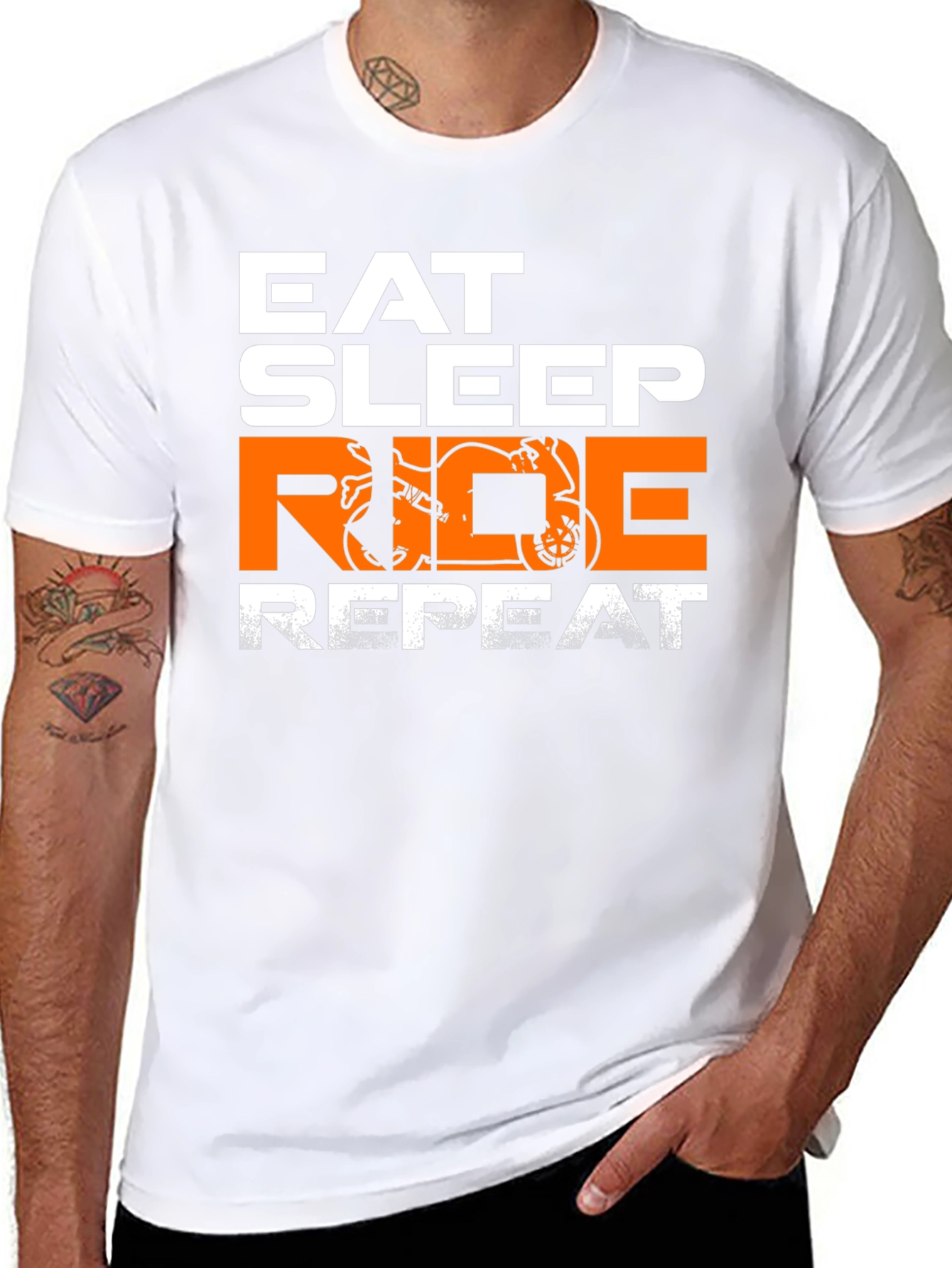 Eat Sleep Ride Repeat T-Shirt - Motorbike Design