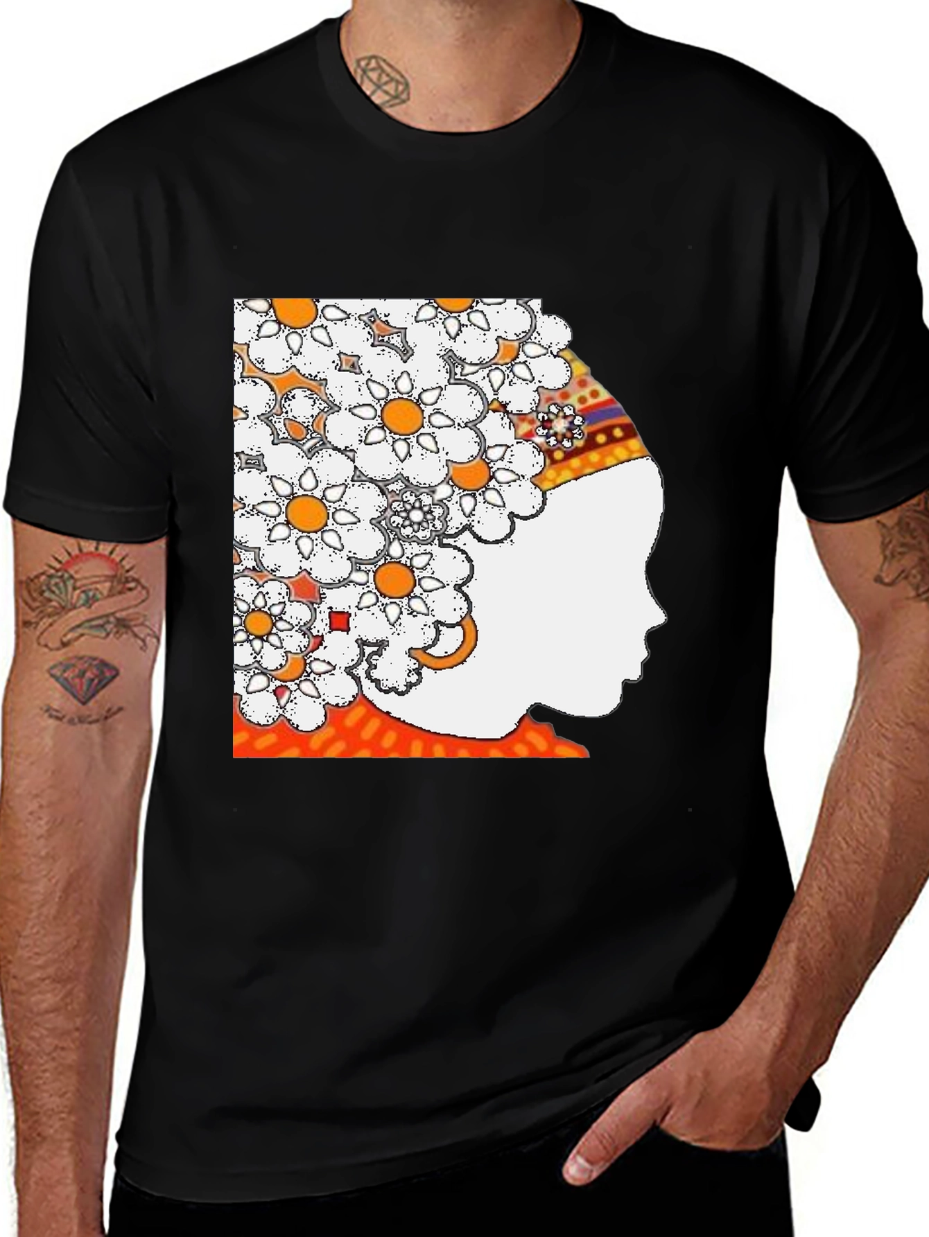 Floral Crown Graphic Tee - Stylish Black T-Shirt