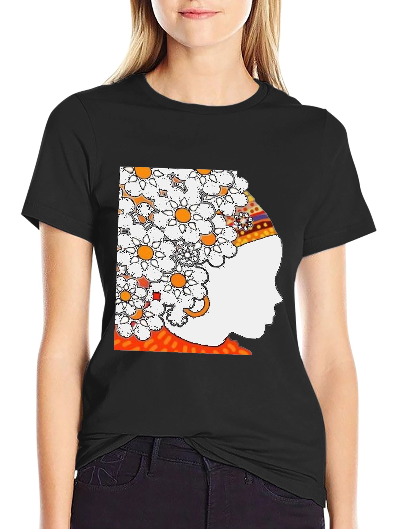 Floral Crown Graphic Tee - Stylish Black T-Shirt