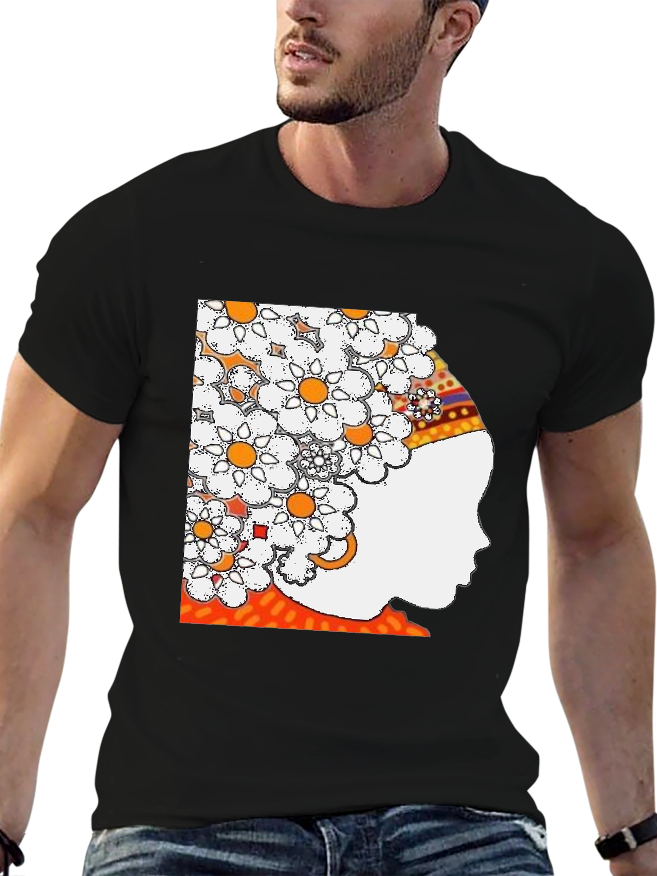 Floral Crown Graphic Tee - Stylish Black T-Shirt