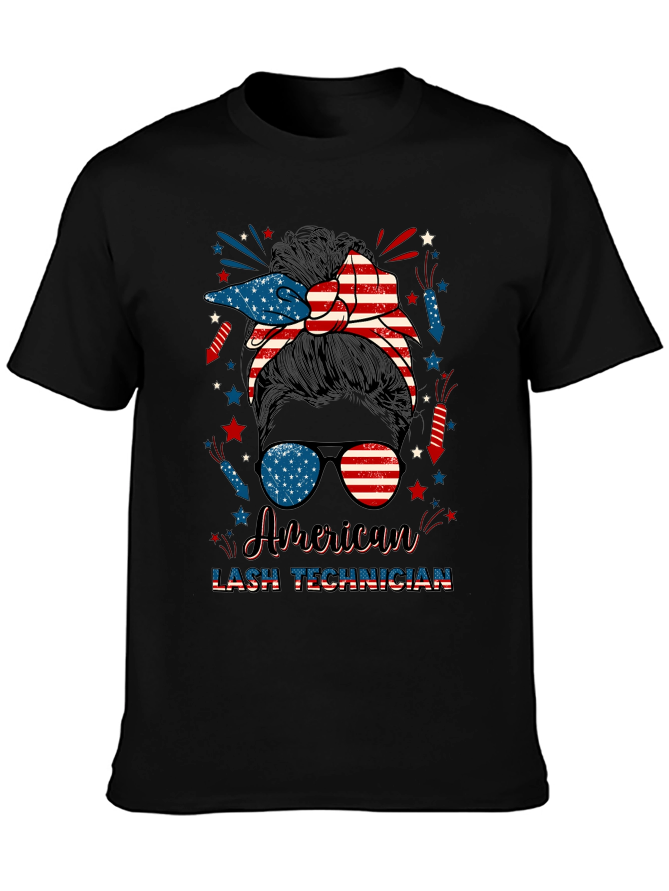 American Lash Technician Messy Bun T-Shirt