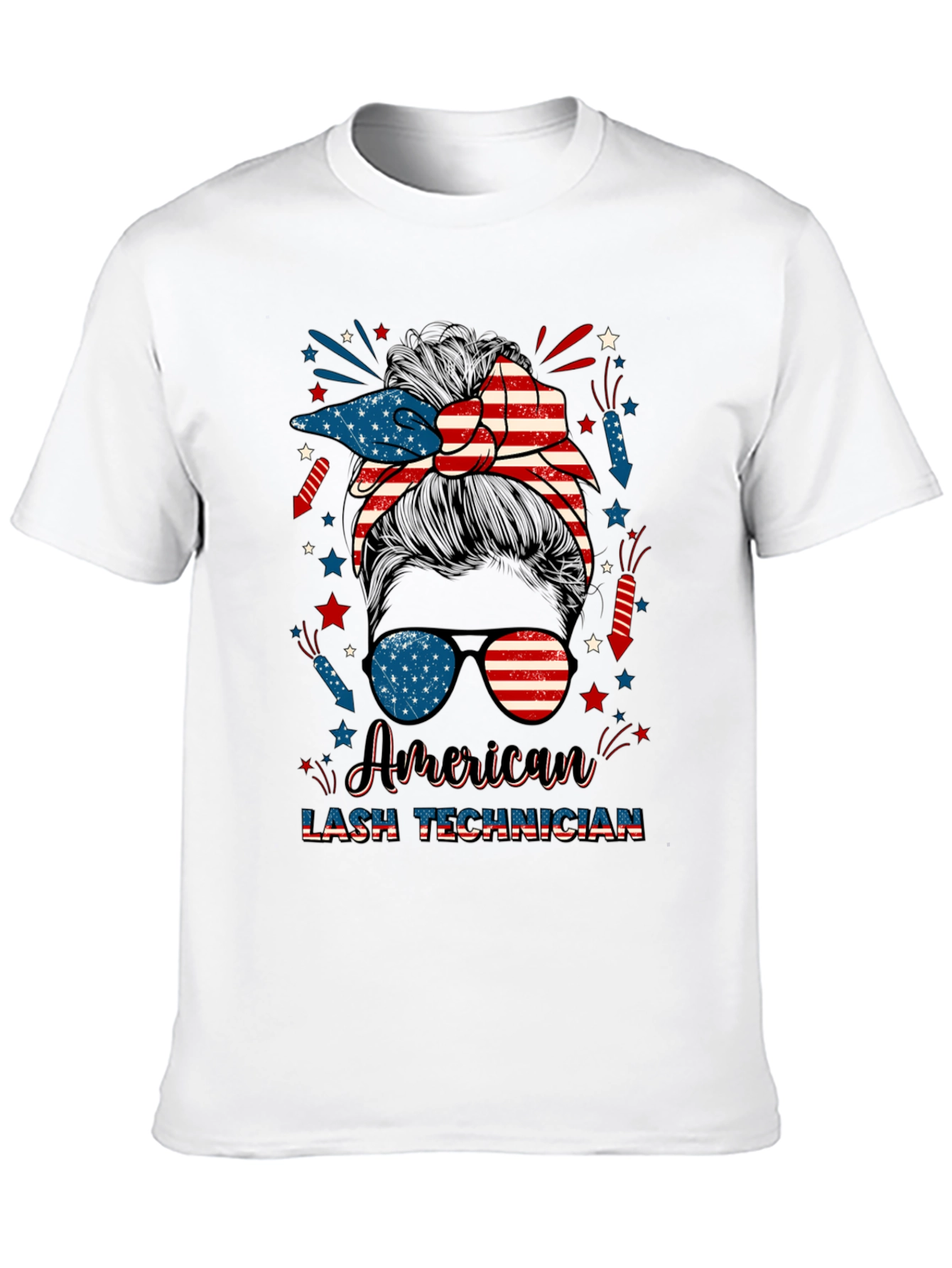 American Lash Technician Messy Bun T-Shirt
