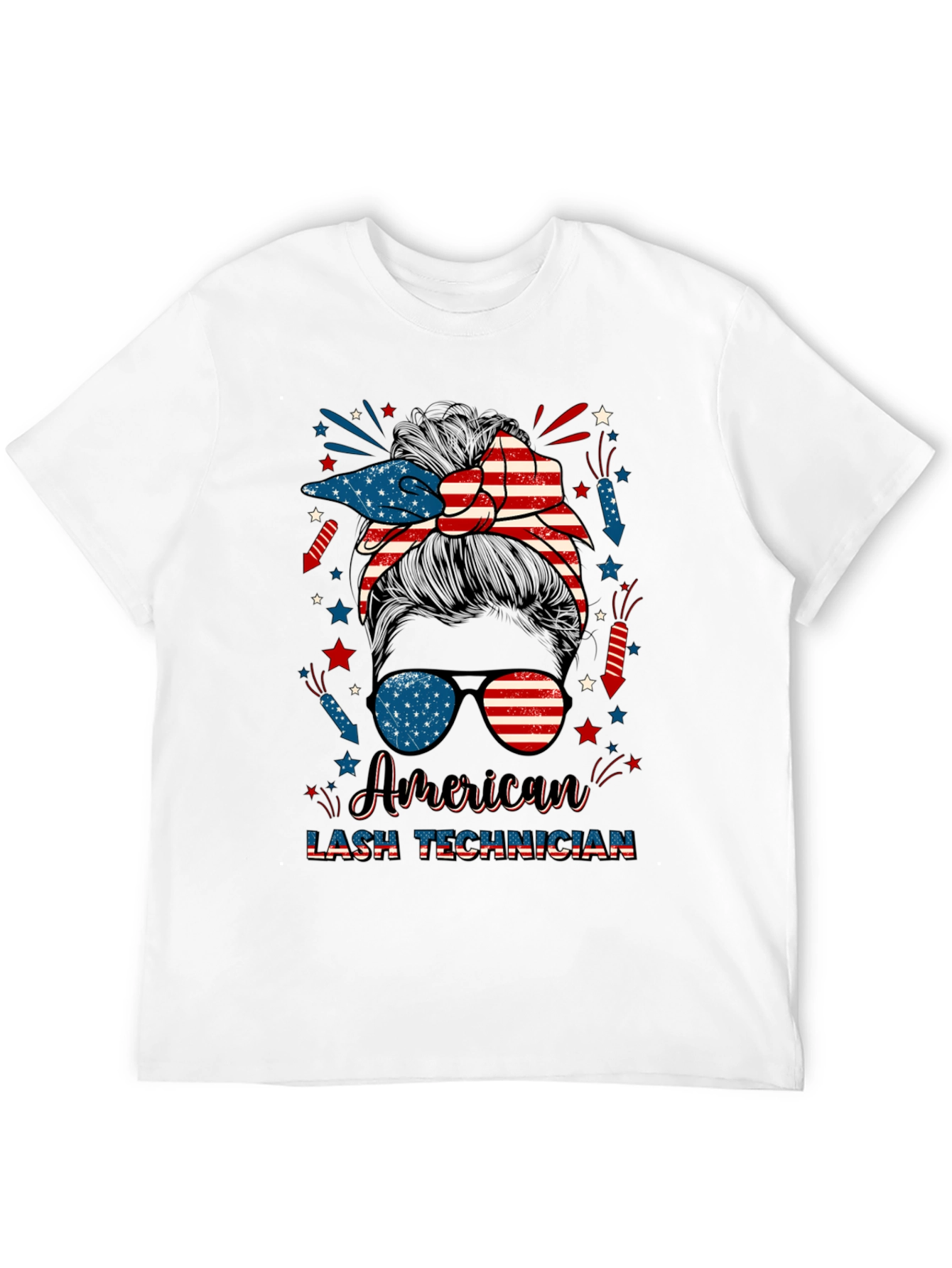 American Lash Technician Messy Bun T-Shirt