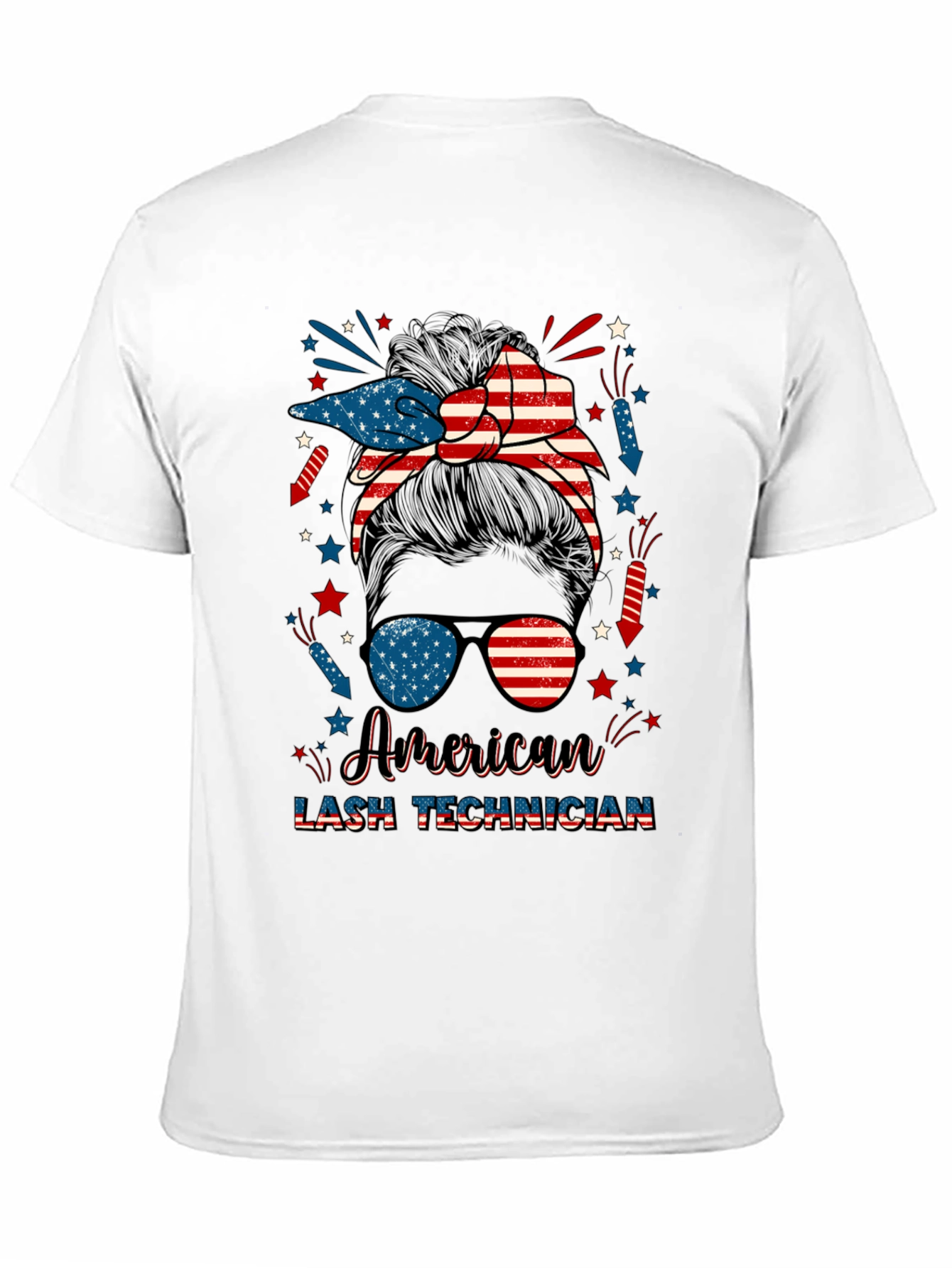 American Lash Technician Messy Bun T-Shirt