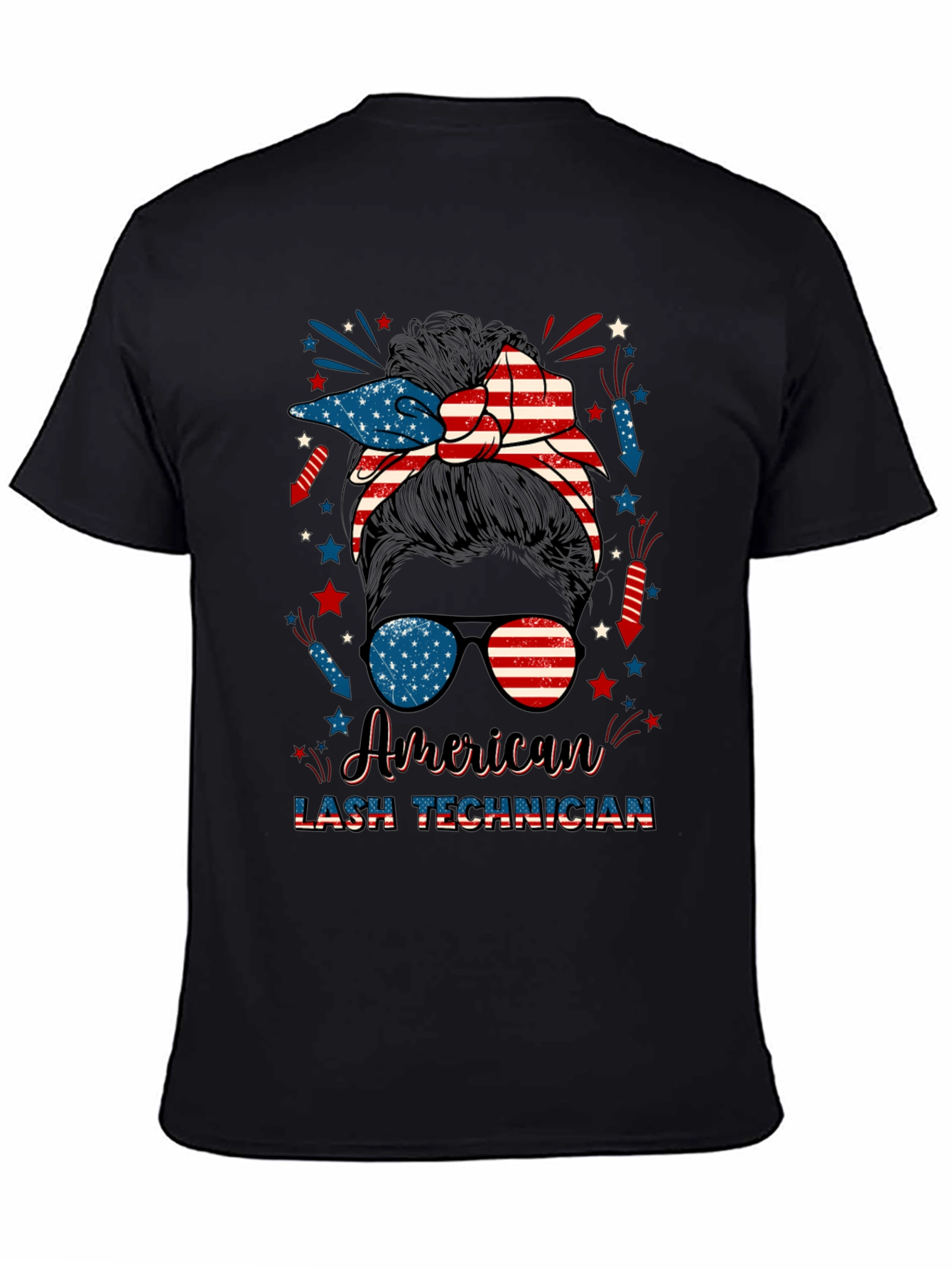 American Lash Technician Messy Bun T-Shirt