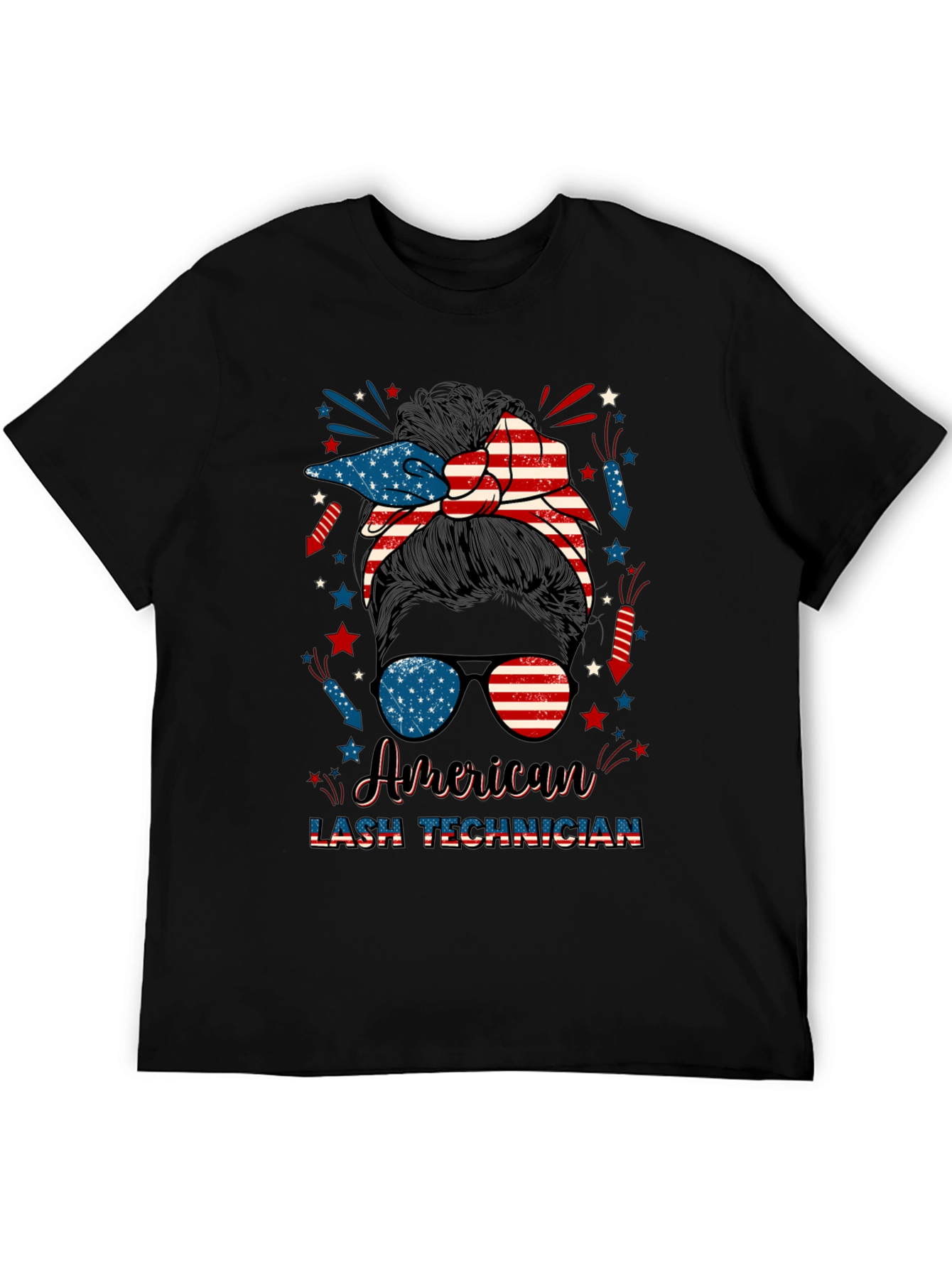 American Lash Technician Messy Bun T-Shirt