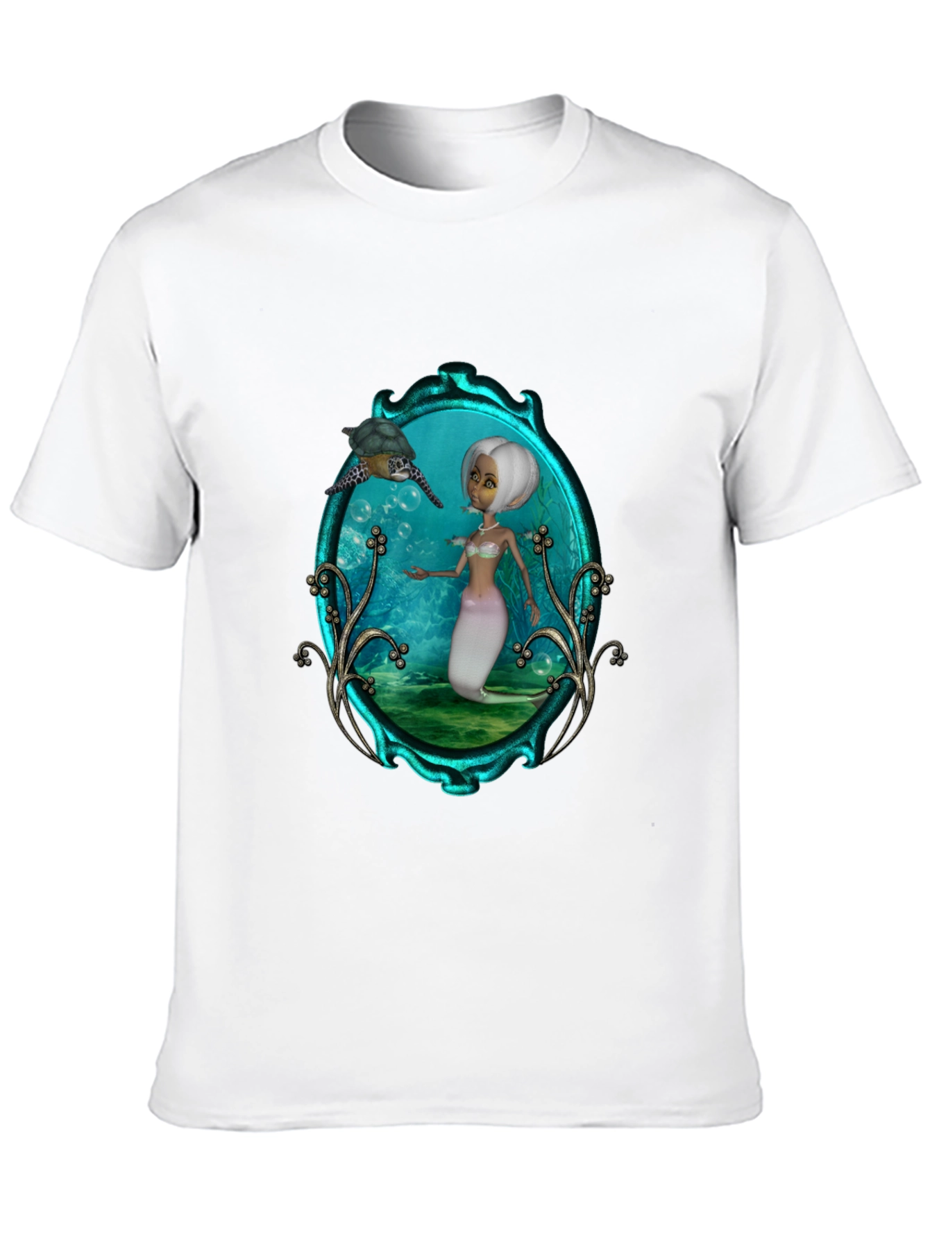 Mermaid & Turtle Graphic Tee - Black