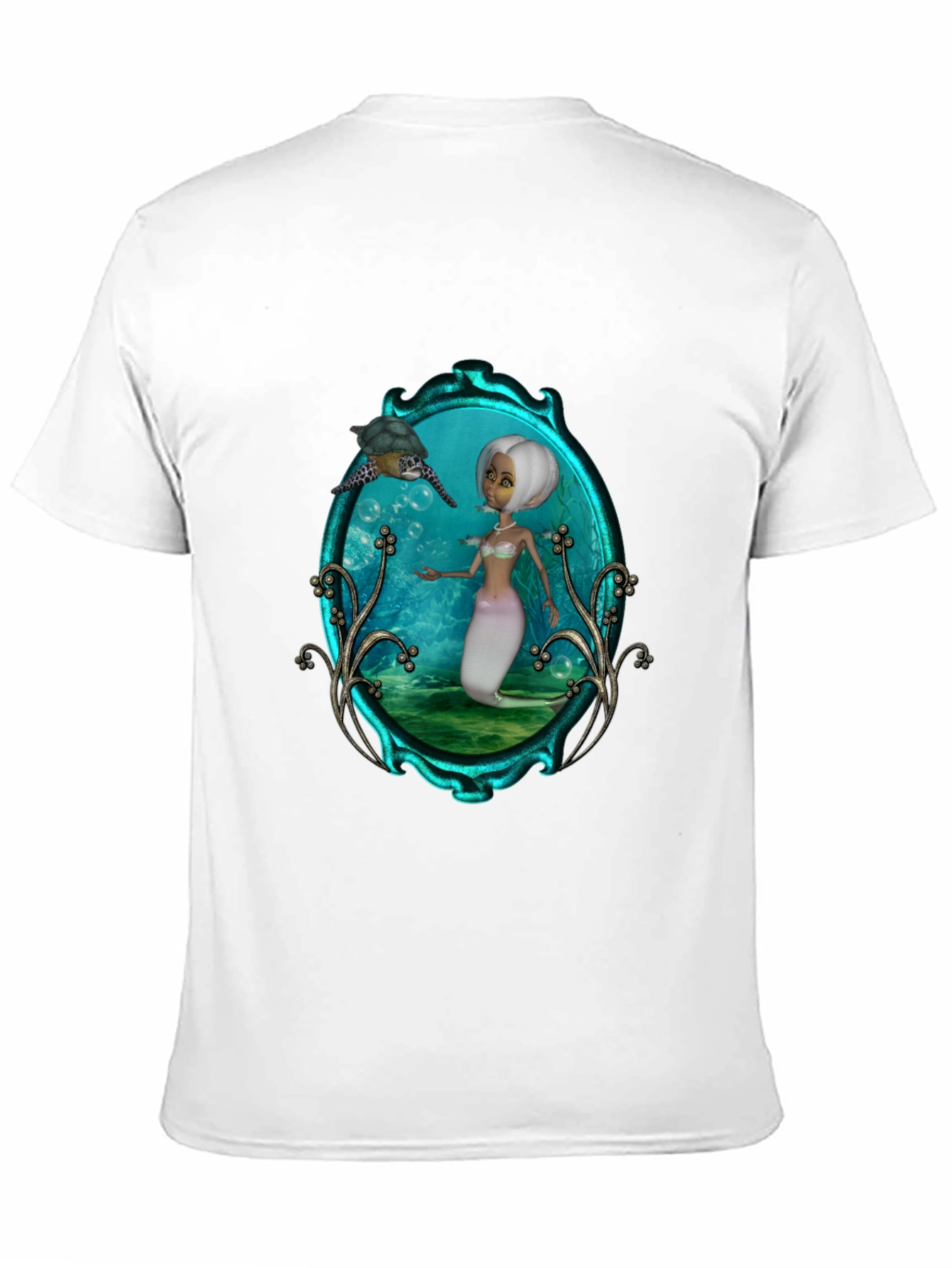 Mermaid & Turtle Graphic Tee - Black