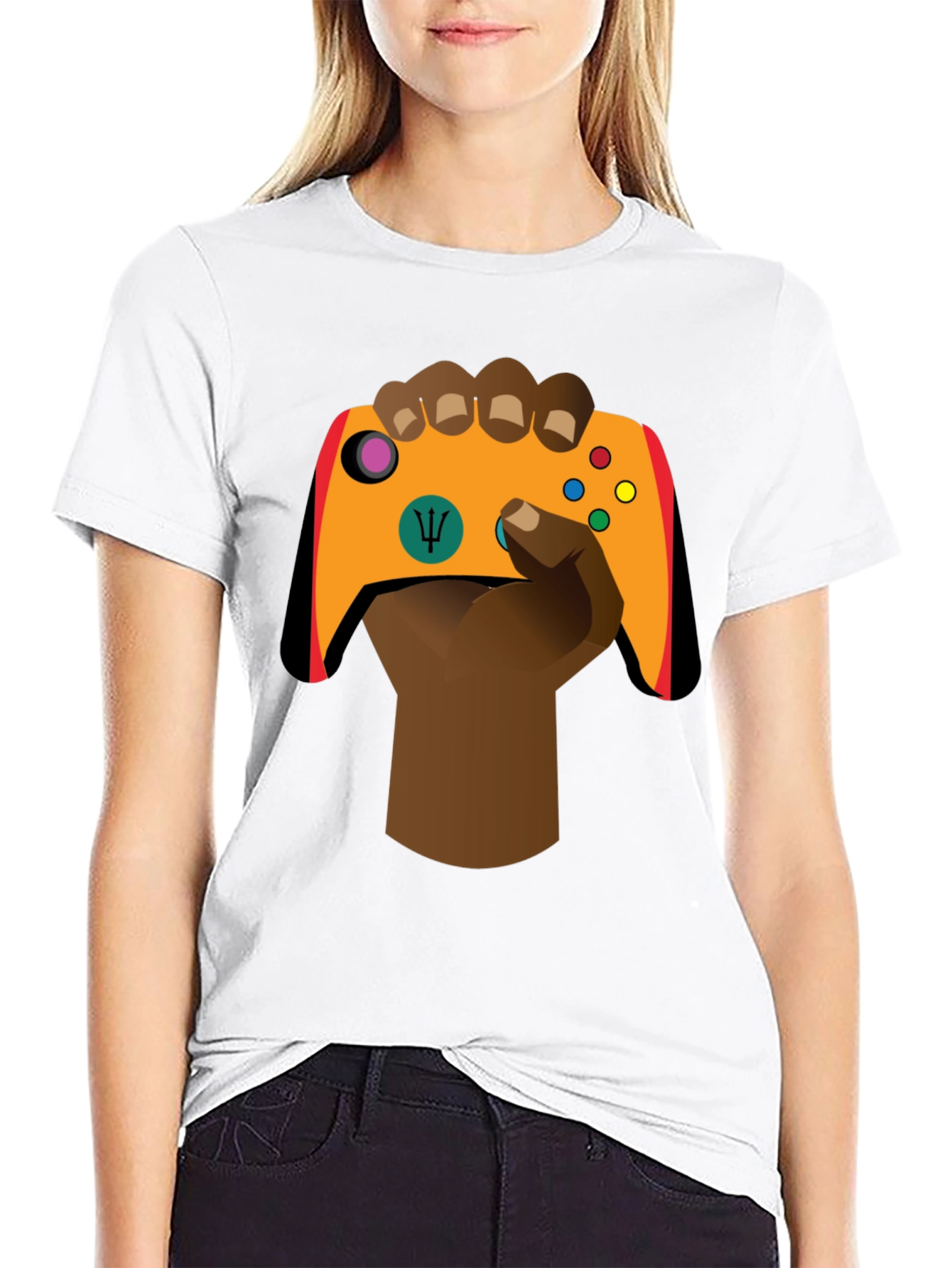 Gamer Hand Graphic Tee - Stylish Black Cotton T-Shirt