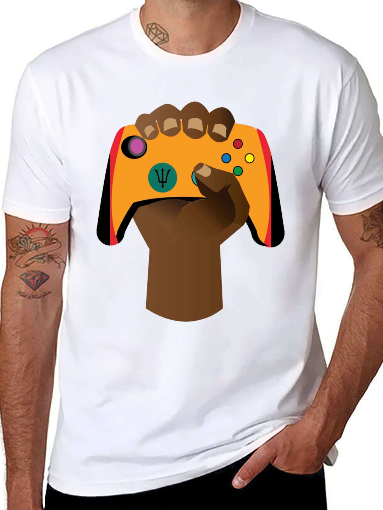 Gamer Hand Graphic Tee - Stylish Black Cotton T-Shirt