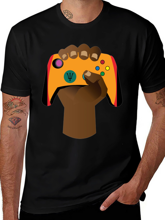 Gamer Hand Graphic Tee - Stylish Black Cotton T-Shirt