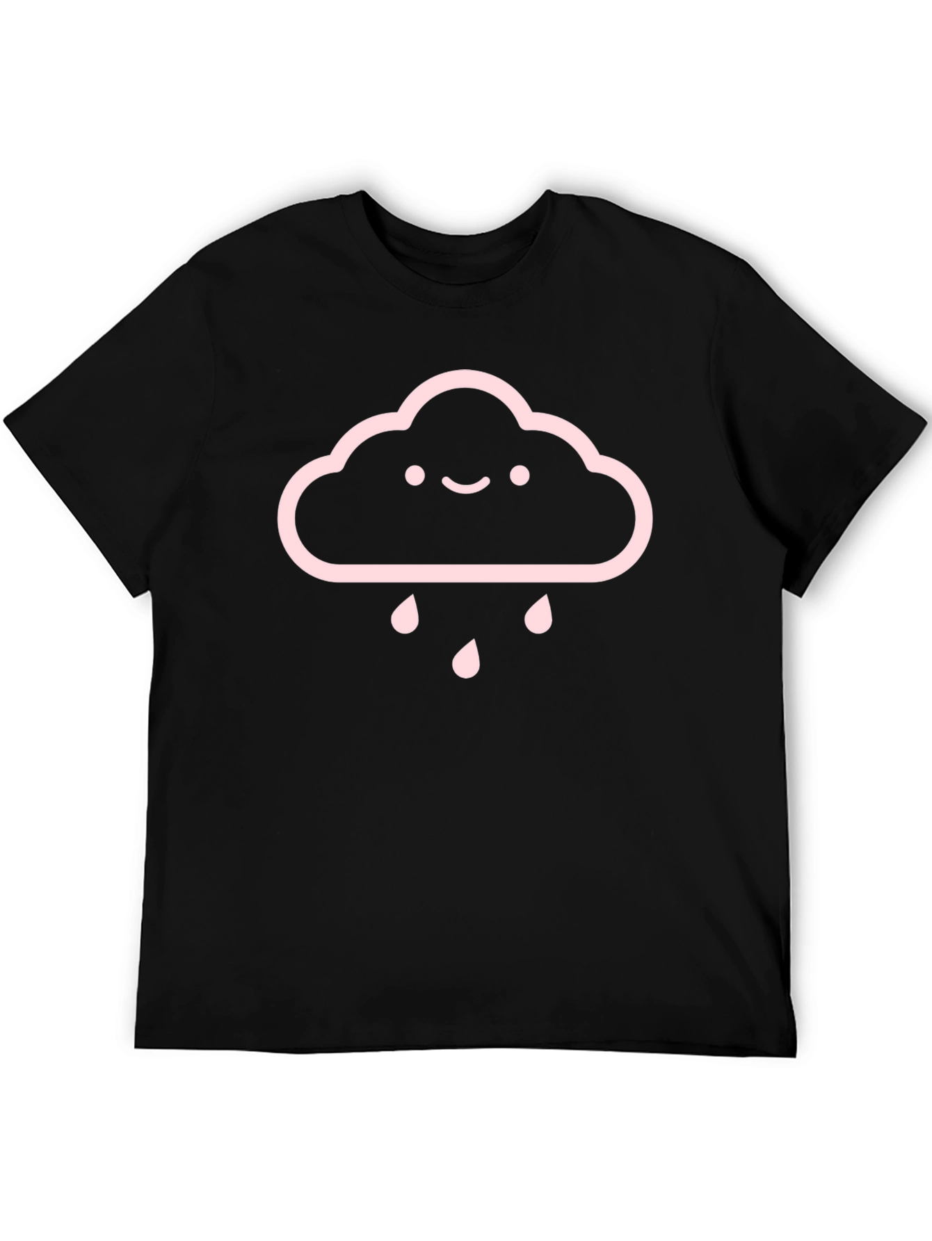 Cute Cloud Rain T-Shirt - Black Cotton Tee