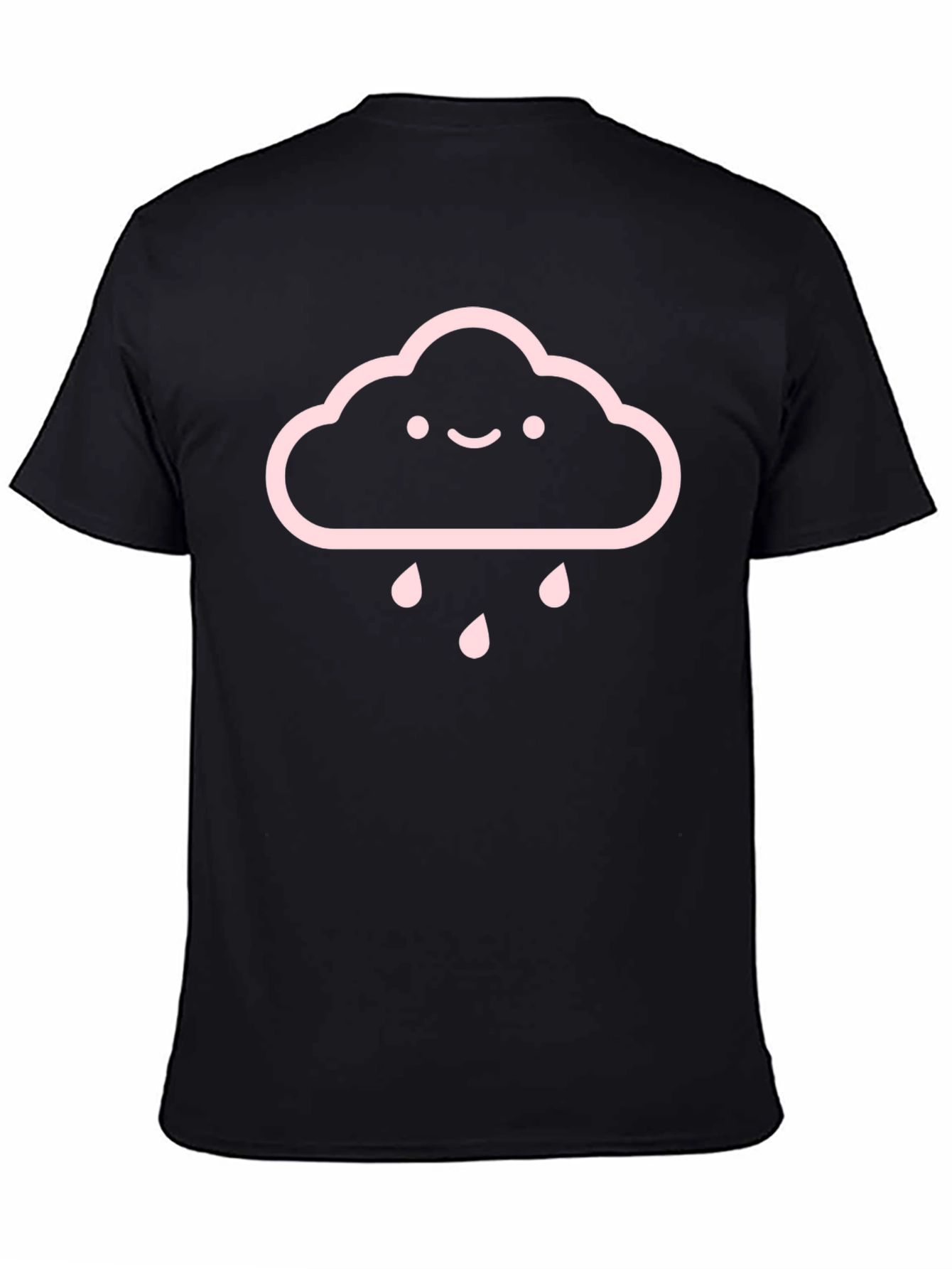 Cute Cloud Rain T-Shirt - Black Cotton Tee