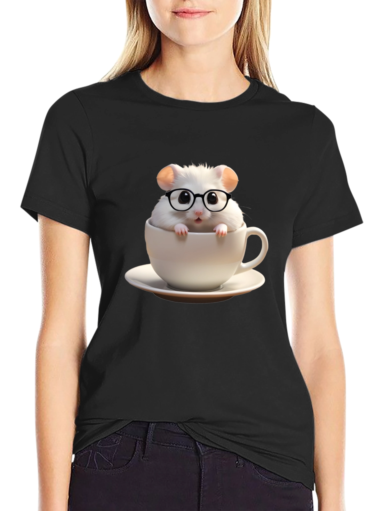 Cute Hamster in Cup Graphic Tee