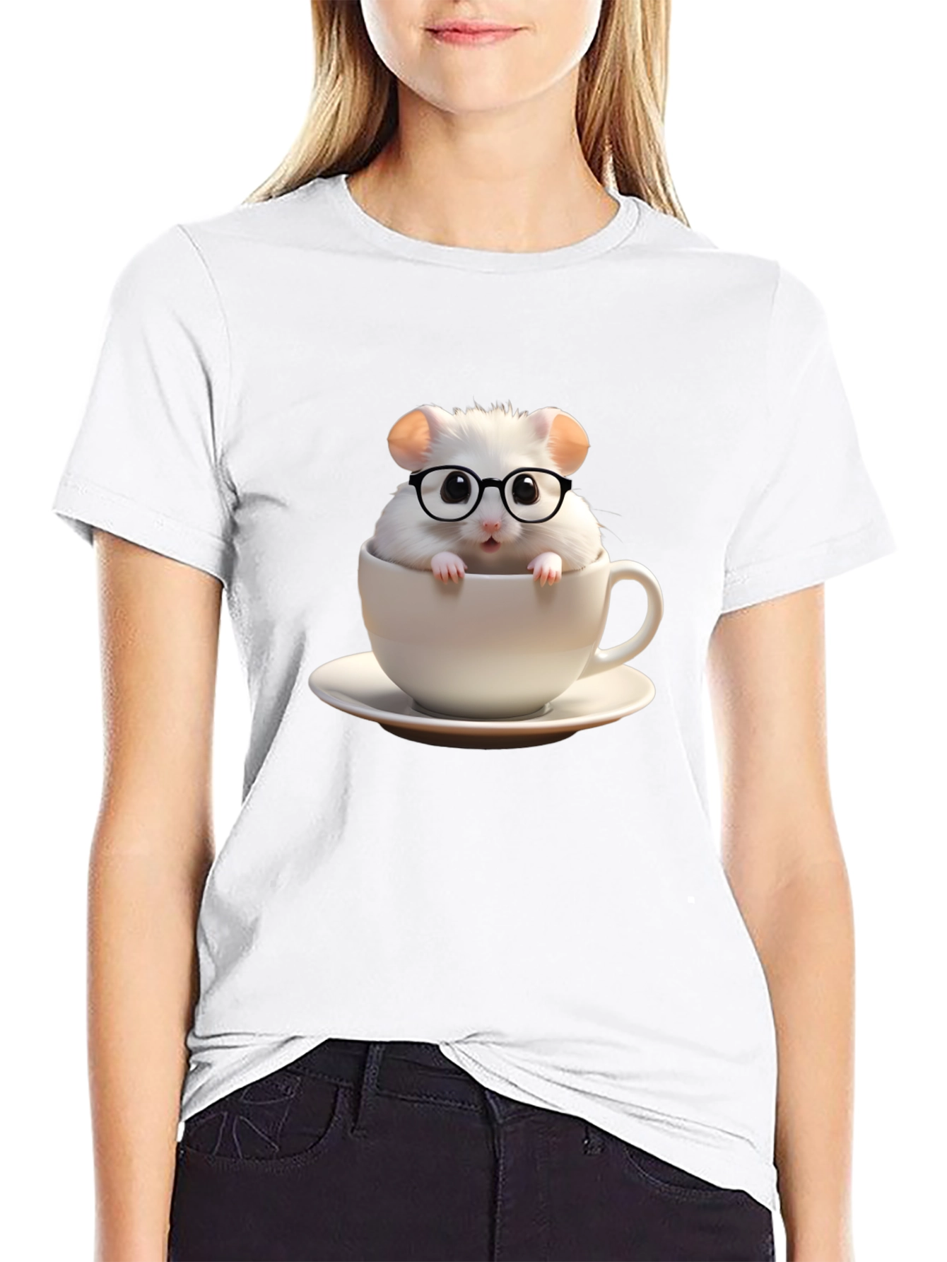 Cute Hamster in Cup Graphic Tee