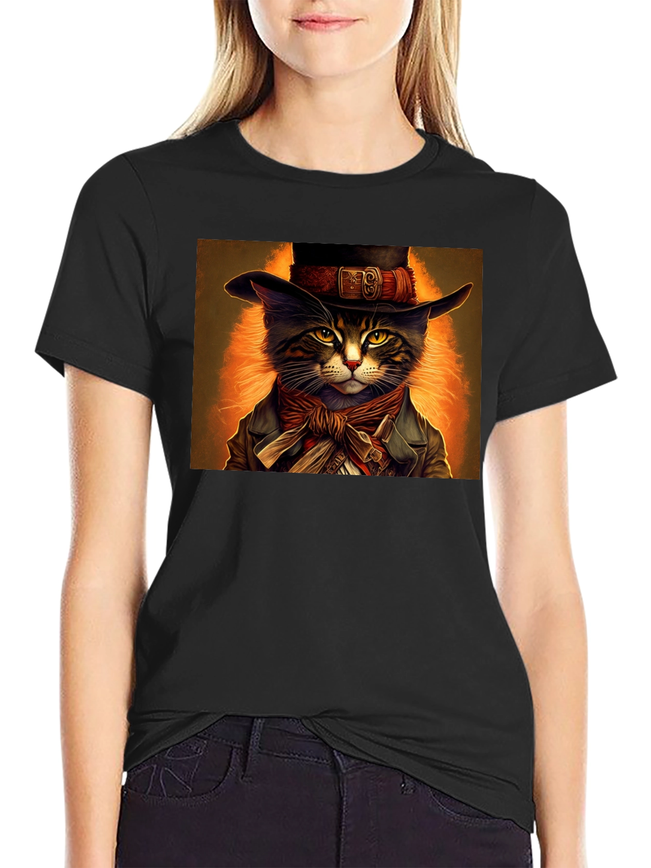 Dapper Cat T-Shirt - Steampunk Style