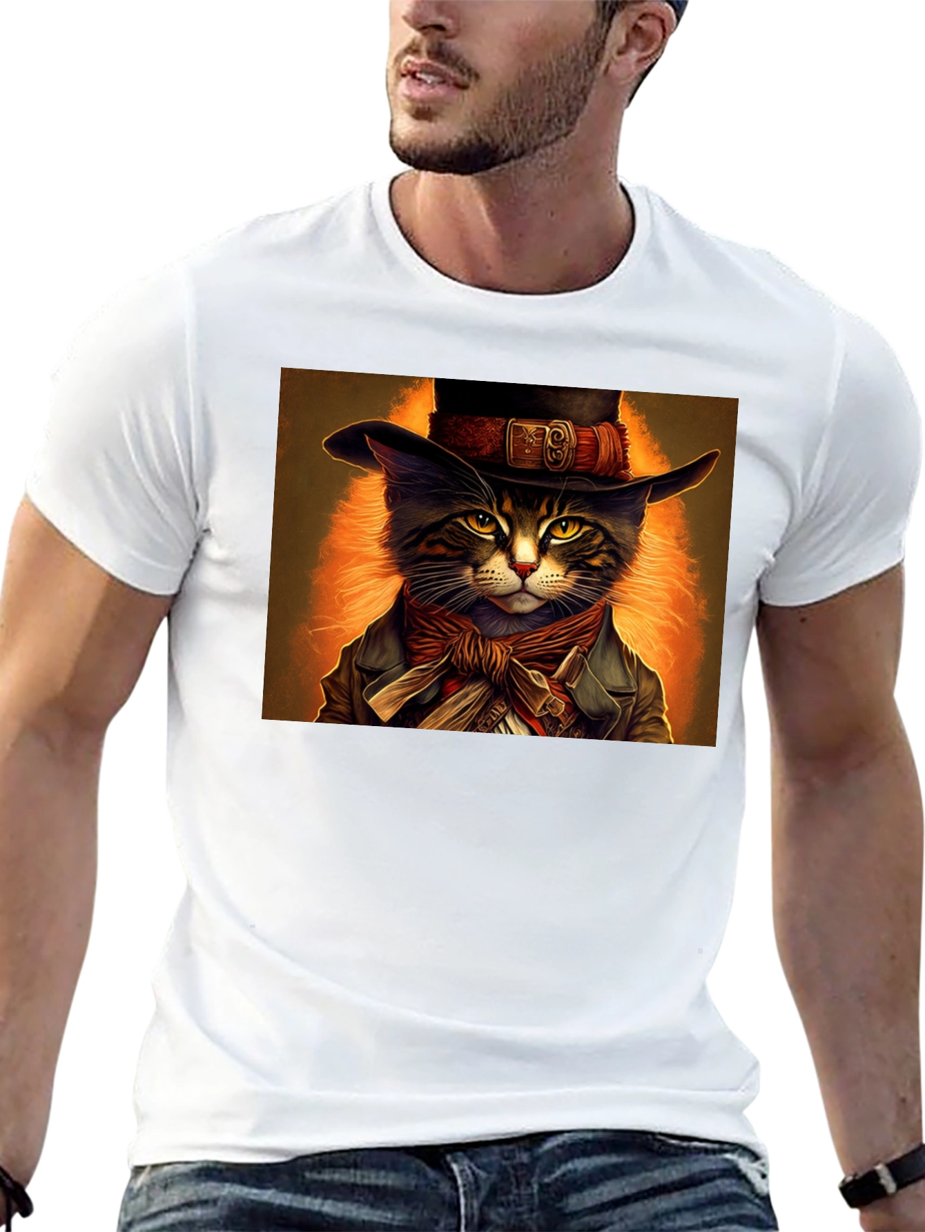 Dapper Cat T-Shirt - Steampunk Style