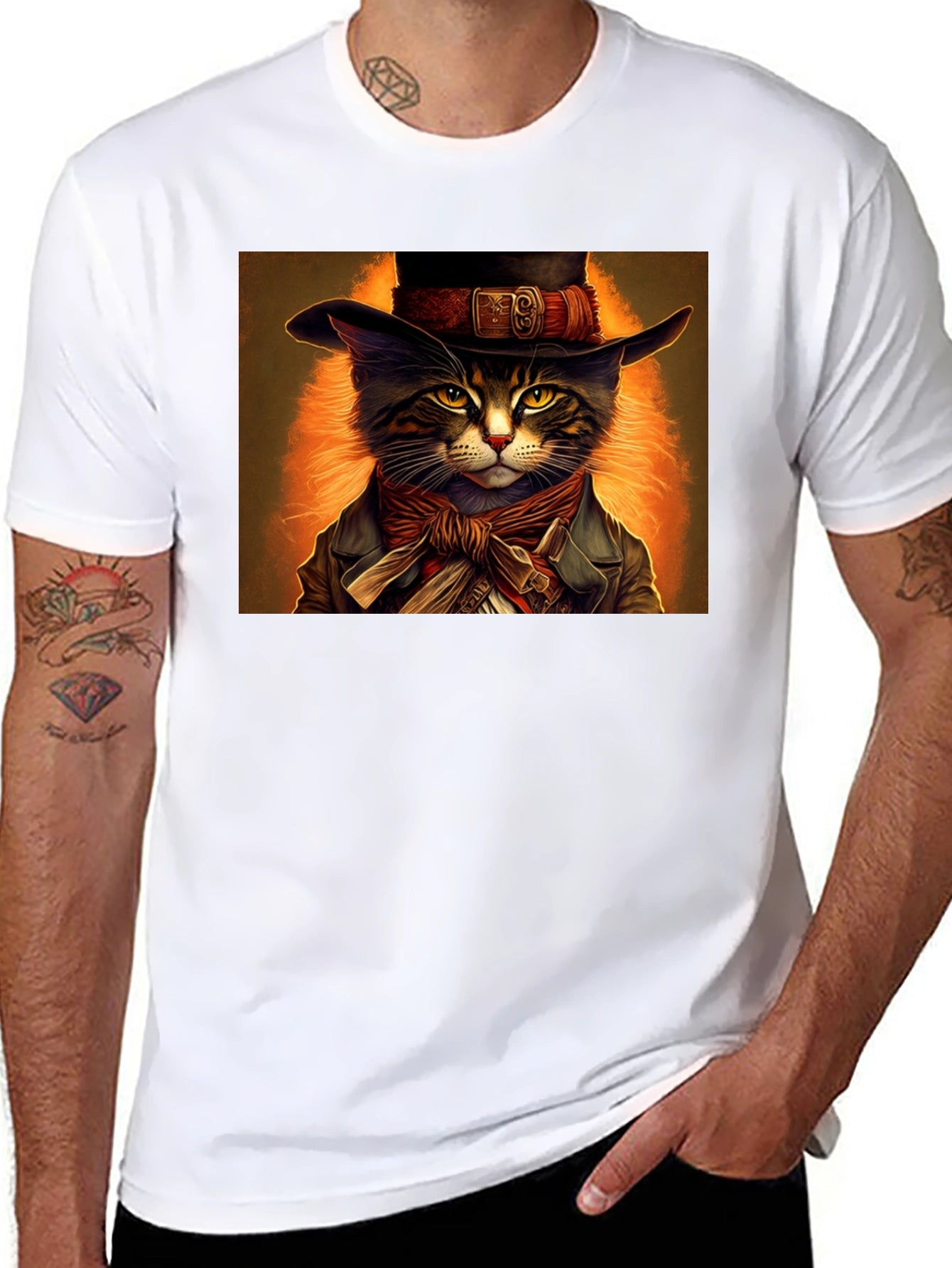 Dapper Cat T-Shirt - Steampunk Style
