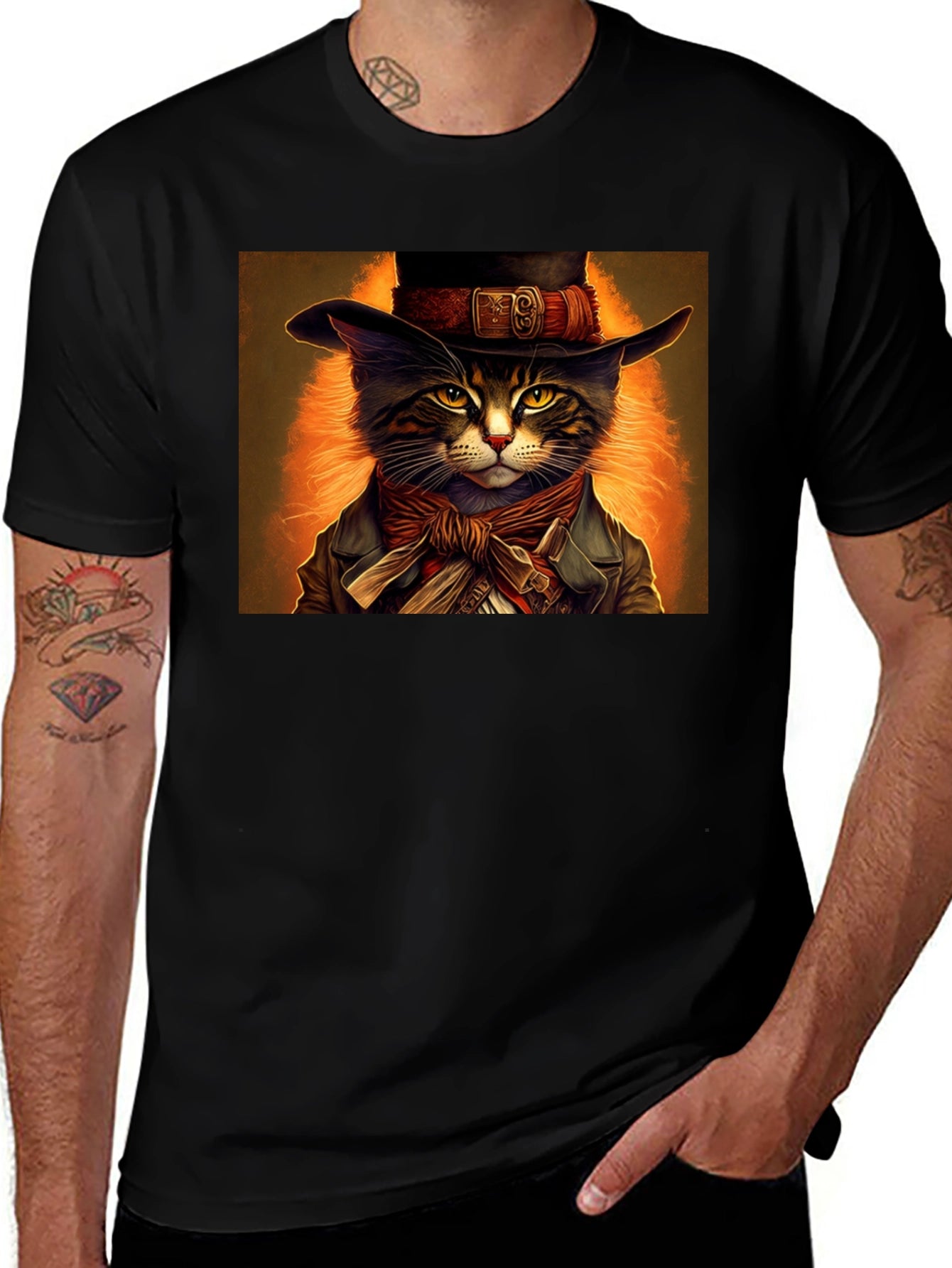 Dapper Cat T-Shirt - Steampunk Style