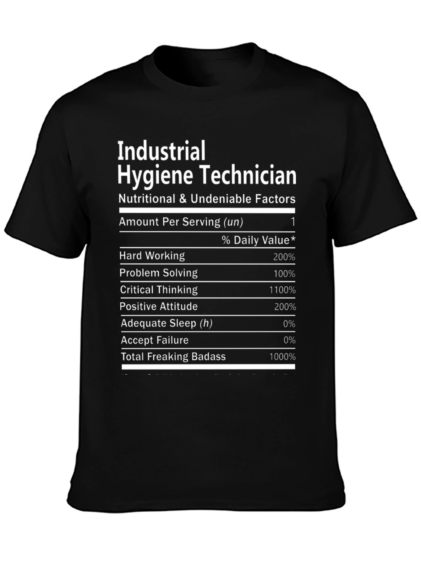 Industrial Hygiene Technician Nutritional Facts T-Shirt