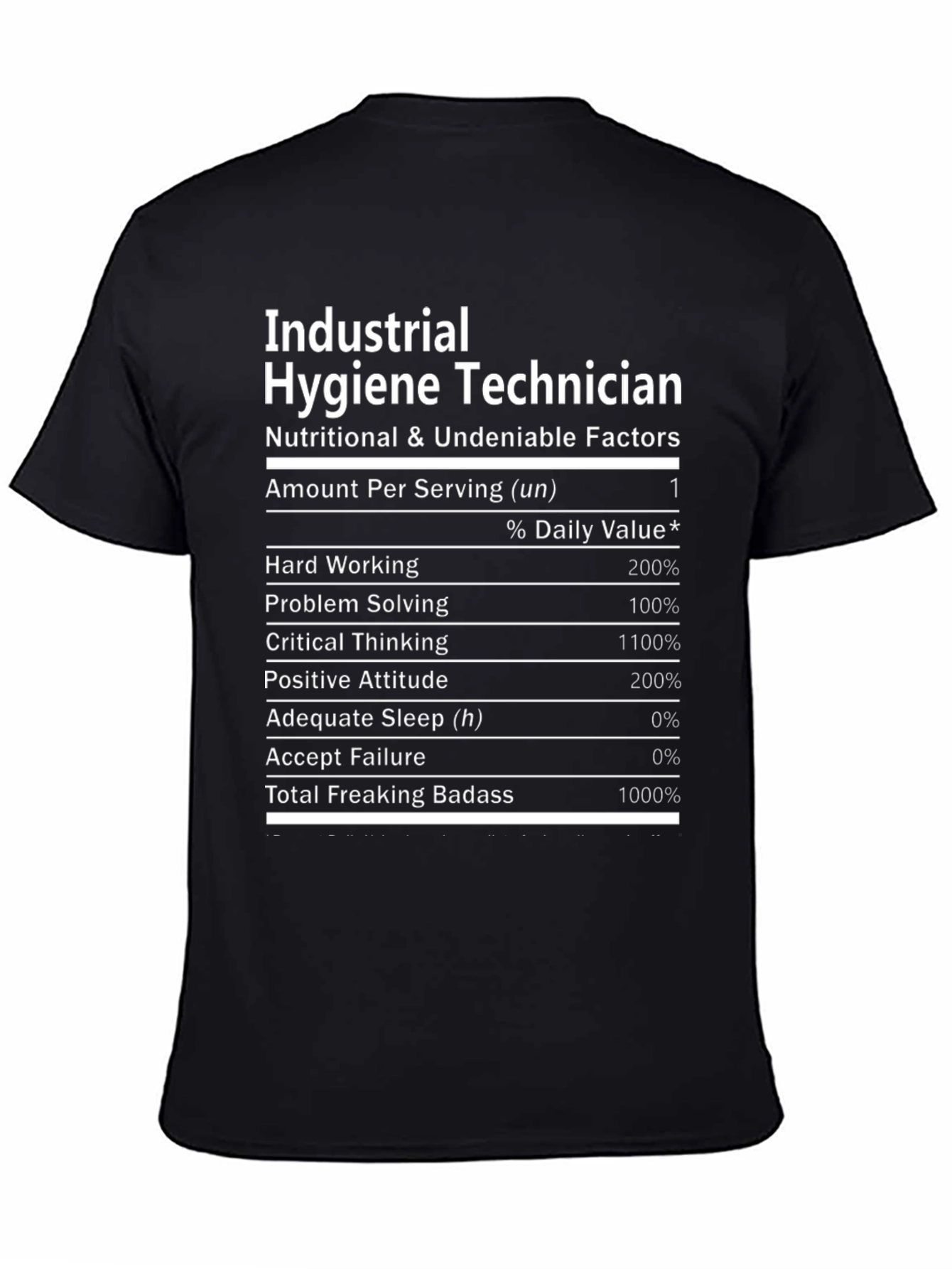 Industrial Hygiene Technician Nutritional Facts T-Shirt
