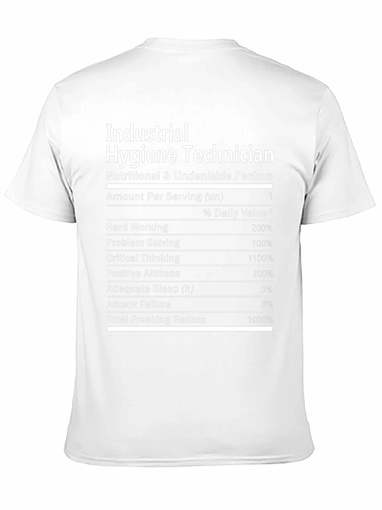 Industrial Hygiene Technician Nutritional Facts T-Shirt