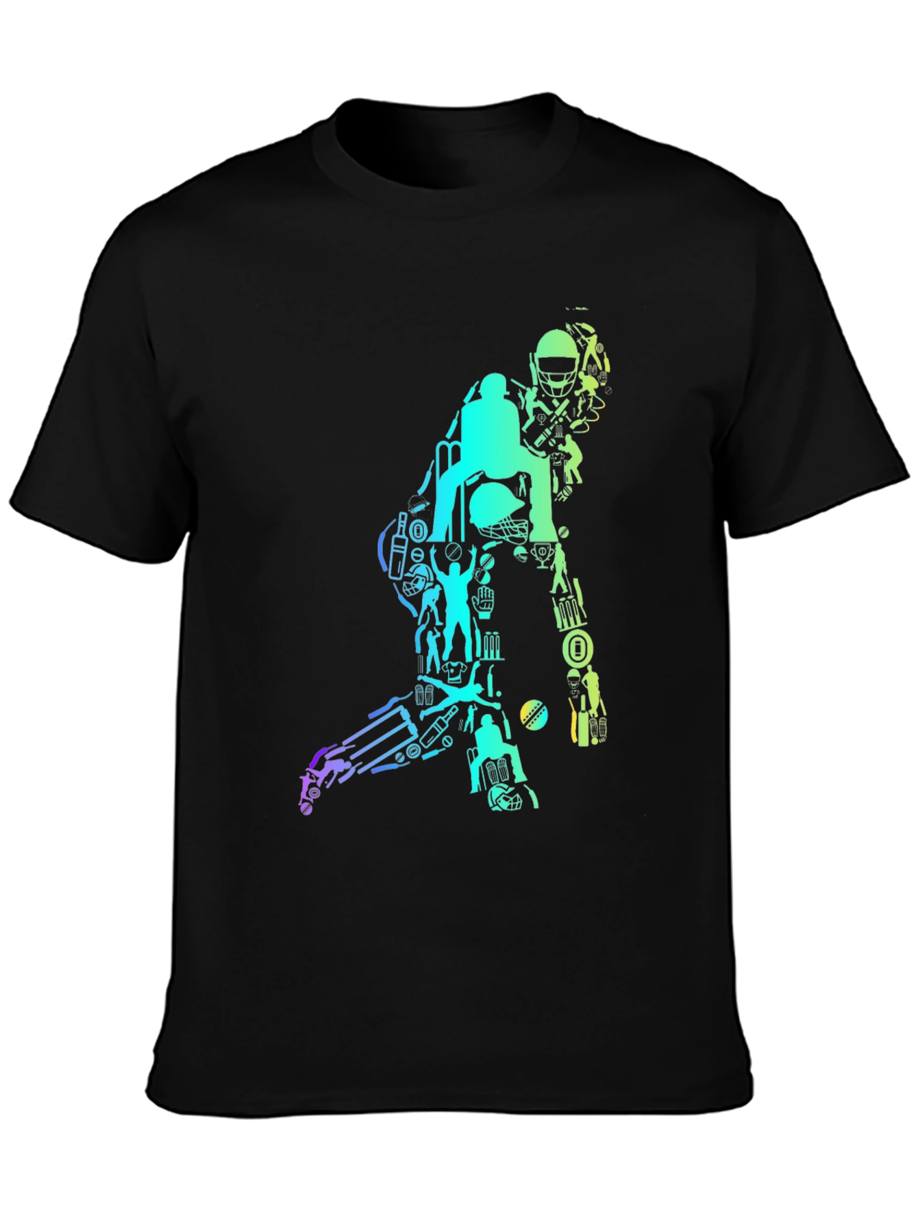 Cricket Silhouette Graphic T-Shirt - Black