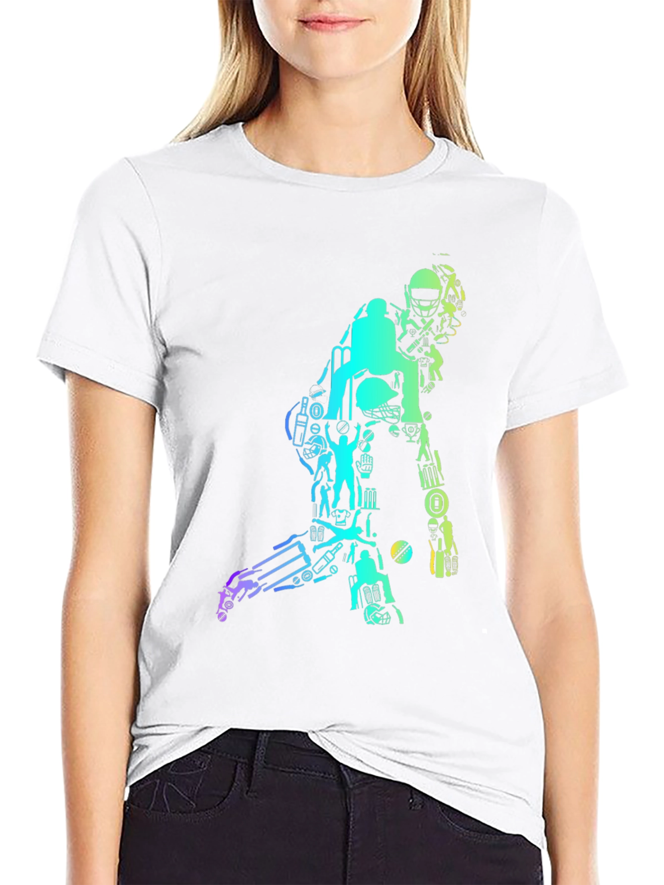 Cricket Silhouette Graphic T-Shirt - Black