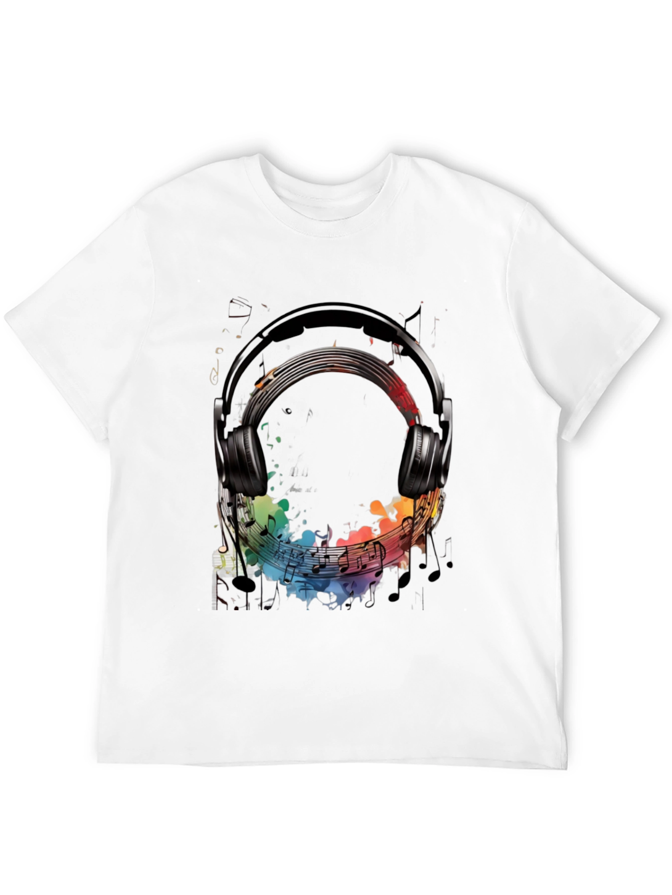Music Headphone Graphic Tee - Black Cotton T-Shirt
