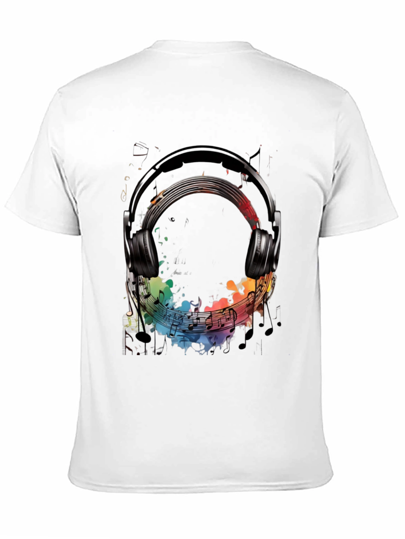 Music Headphone Graphic Tee - Black Cotton T-Shirt
